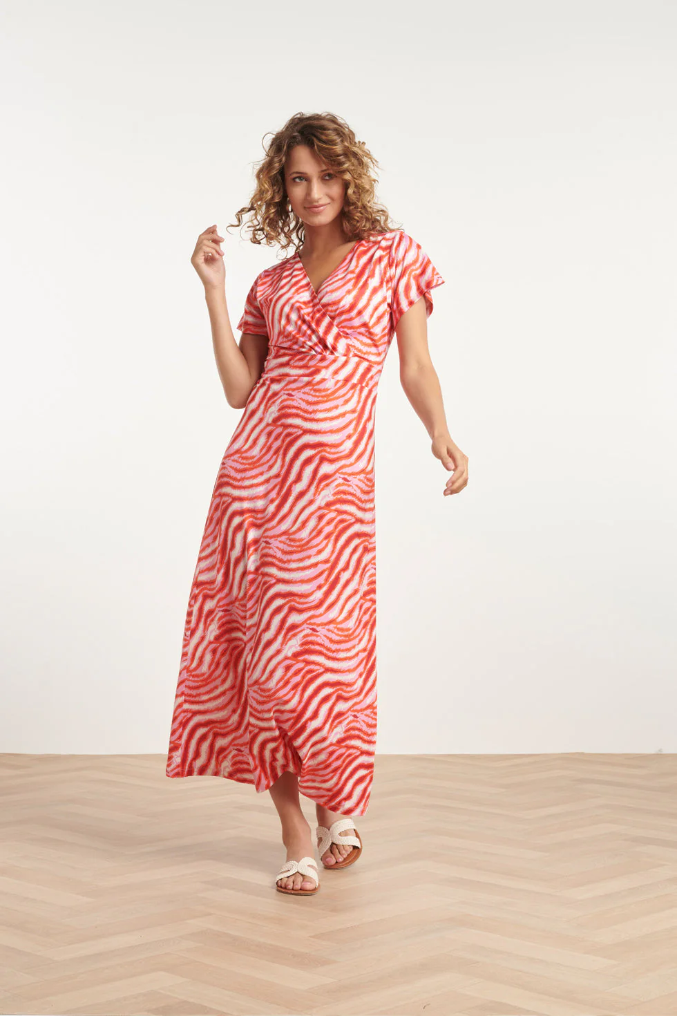 Smashed Lemon 24010 zebra print stretch jurk |