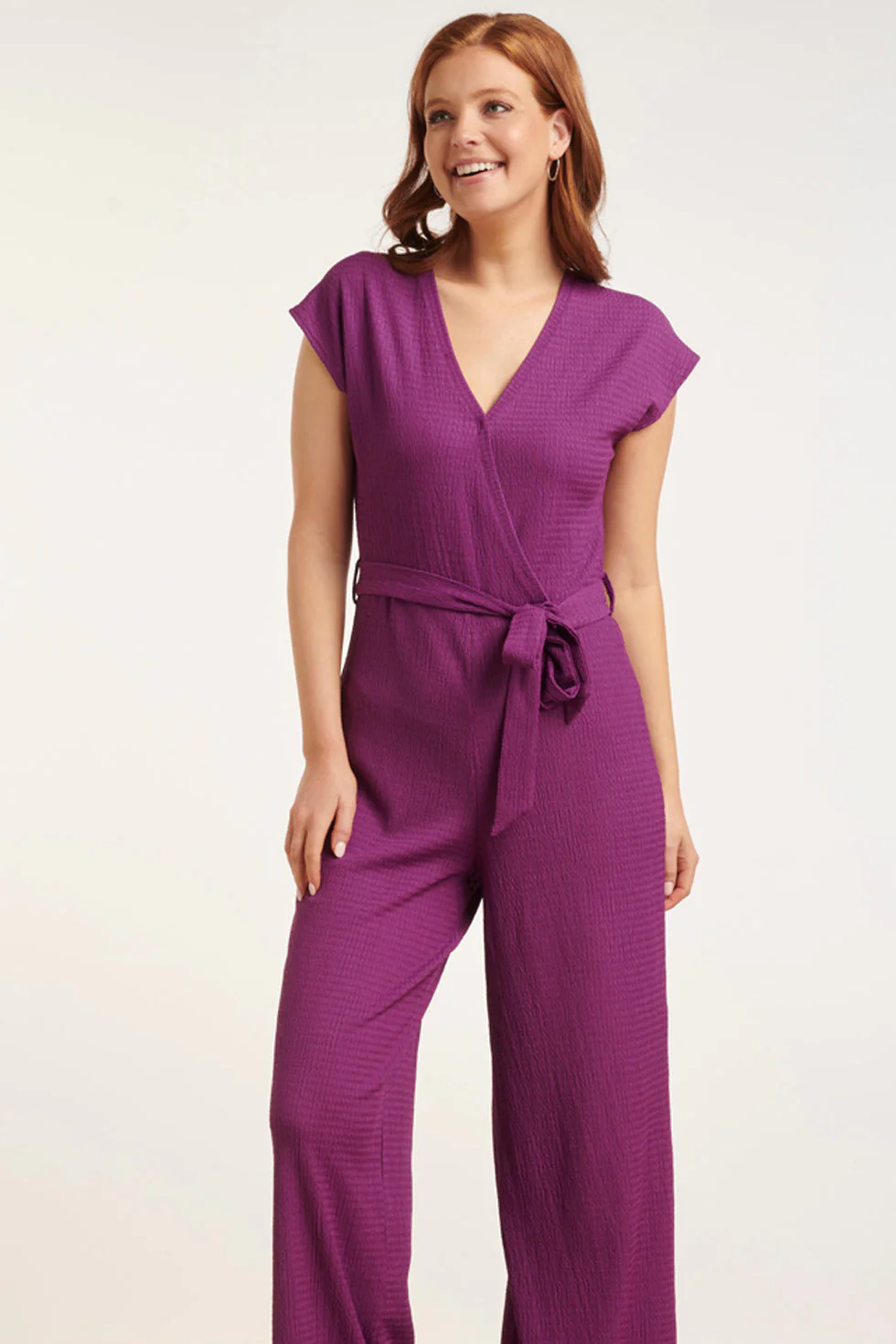 Smashed Lemon 24083 paars lange aansluitende jumpsuit |