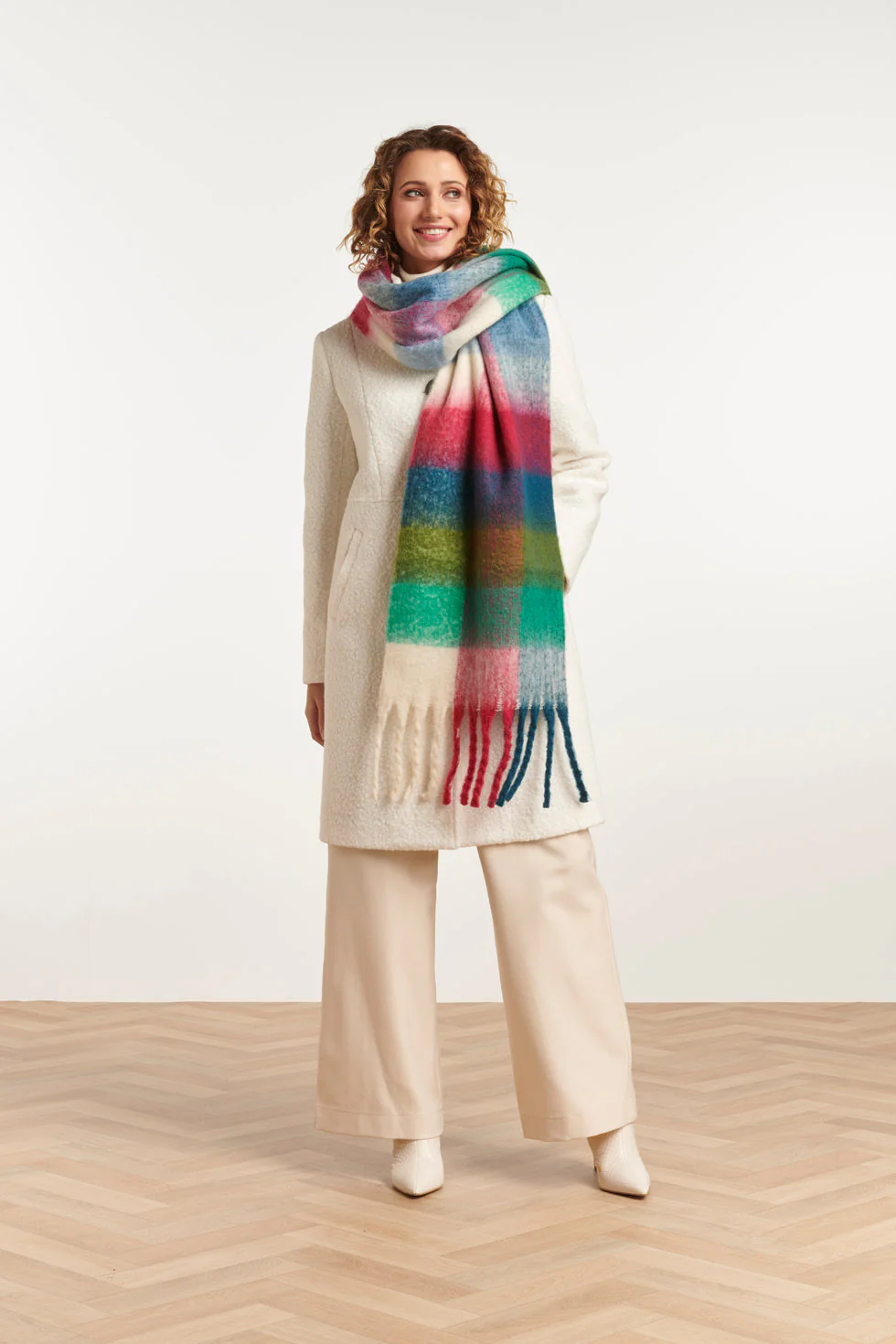 Smashed Lemon 51614 dames sjaal met geruit multi print |