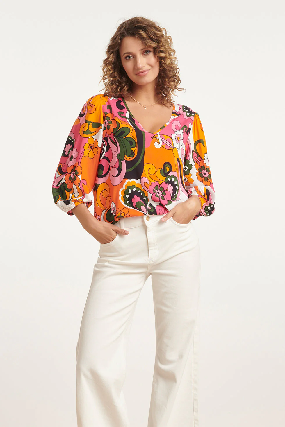 Smashed Lemon 24156 top met bloemenprinthelder |