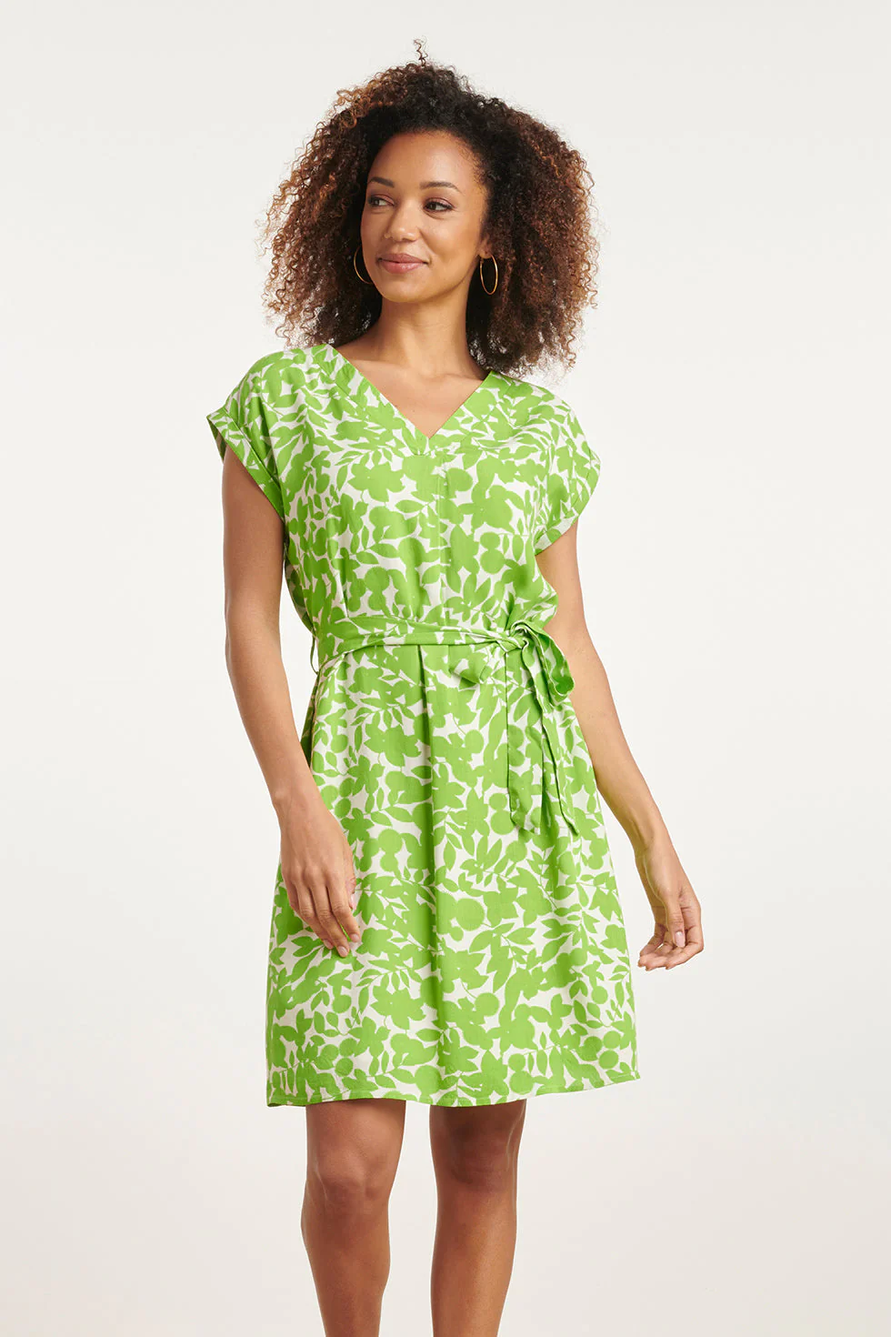 Smashed Lemon 24135 helder jurk met bladerprint |