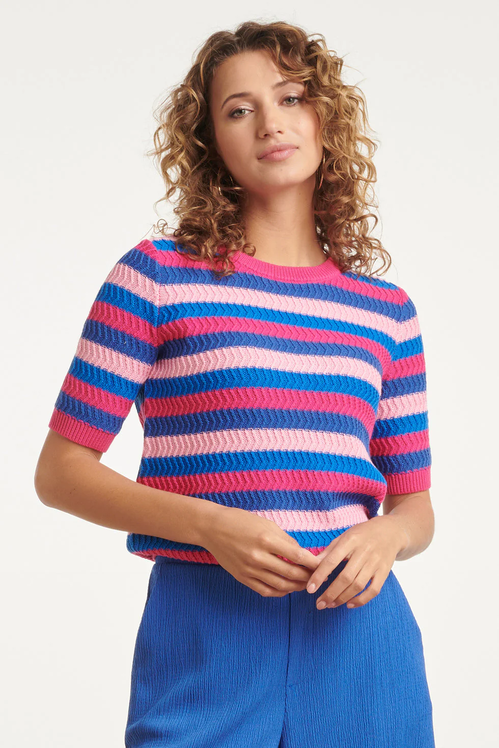 Smashed Lemon 24122 gebreide trui met rijk colorblock |