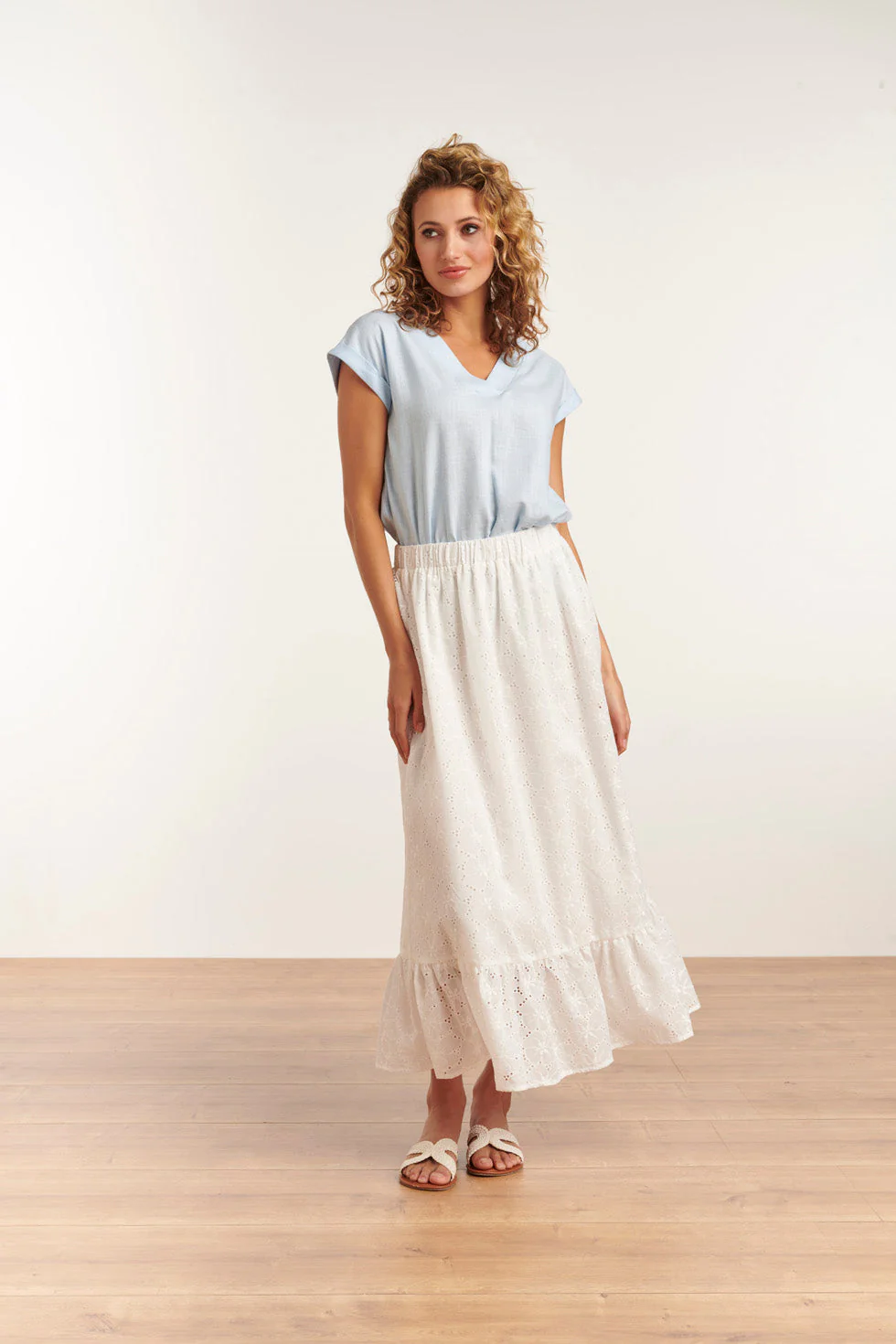 Smashed Lemon 23081-600 casual korte mouwen top v-halslicht |