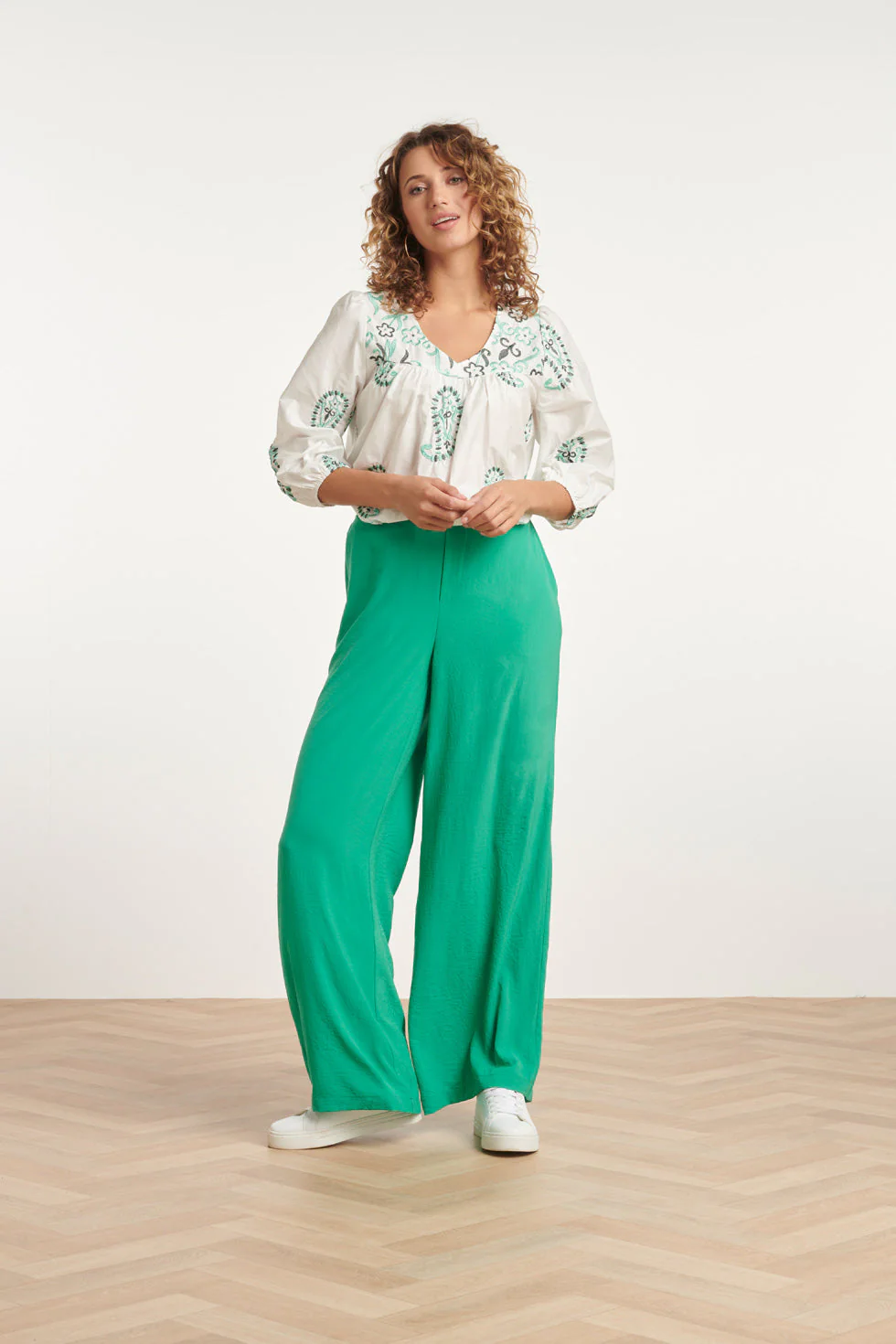 Smashed Lemon 24088 losvallende wijde broek met elastische achterkantkoud |