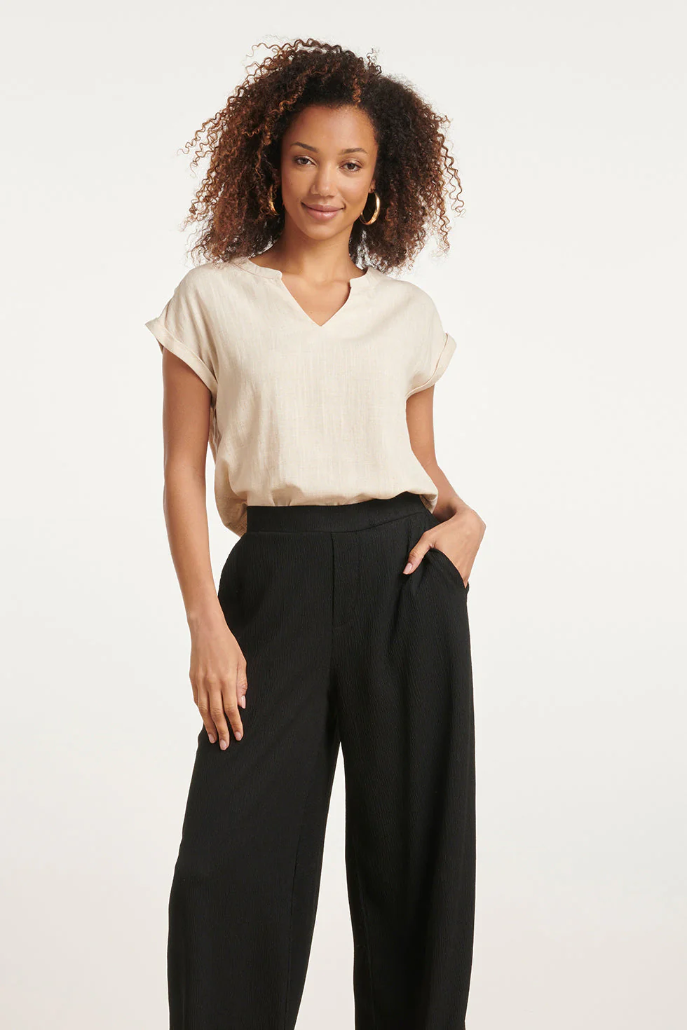 Smashed Lemon 24086 top met v-halsomslagmouwen |