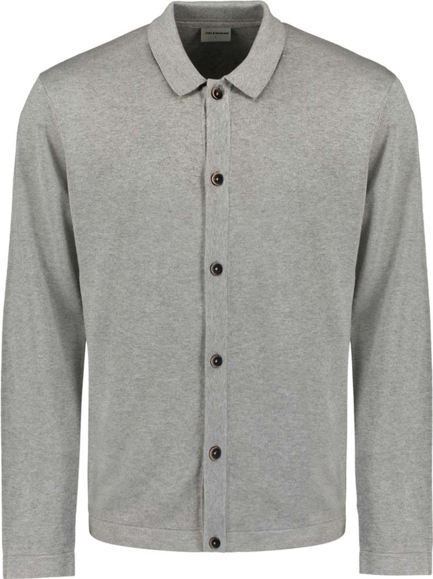 No Excess Pullover full button polo grey melange