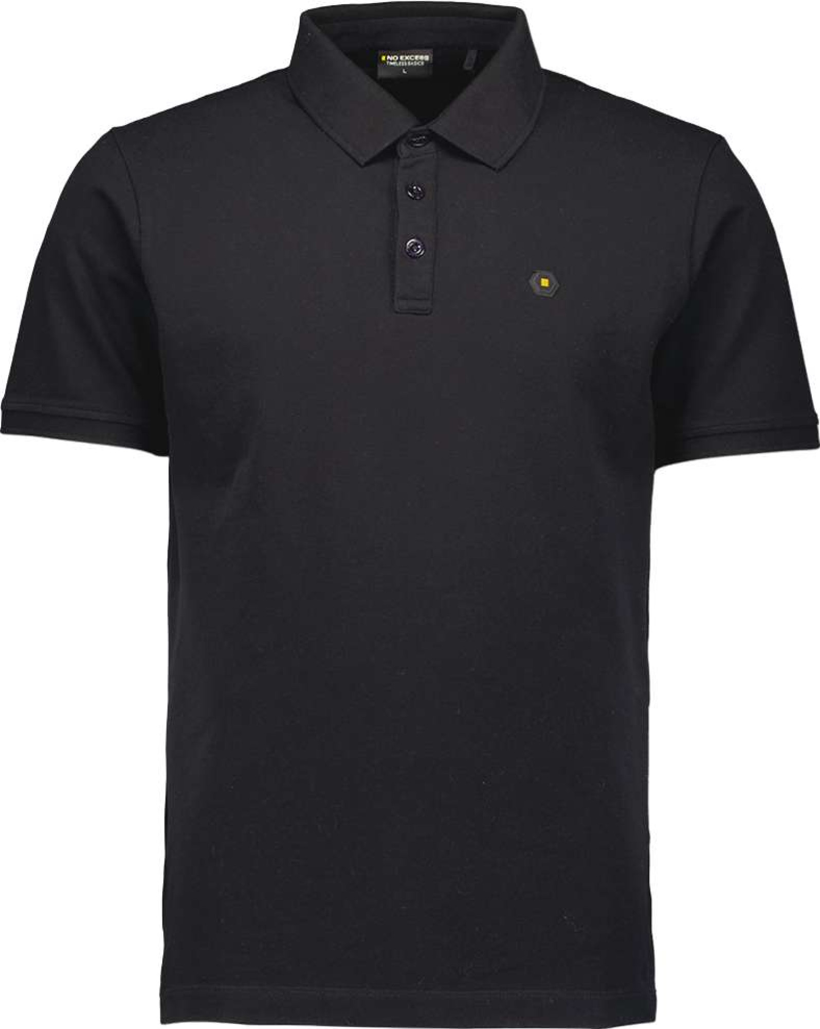 No Excess Polo pique garment dyed black