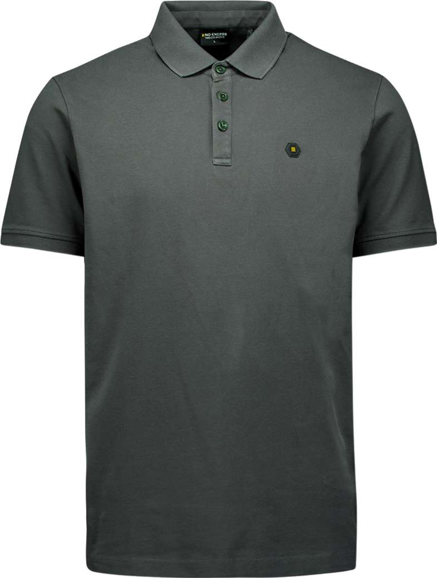 No Excess Polo pique garment dyed dark steel