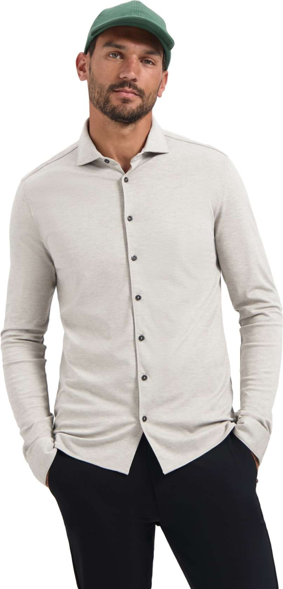No Excess Shirt jersey melange stretch clay