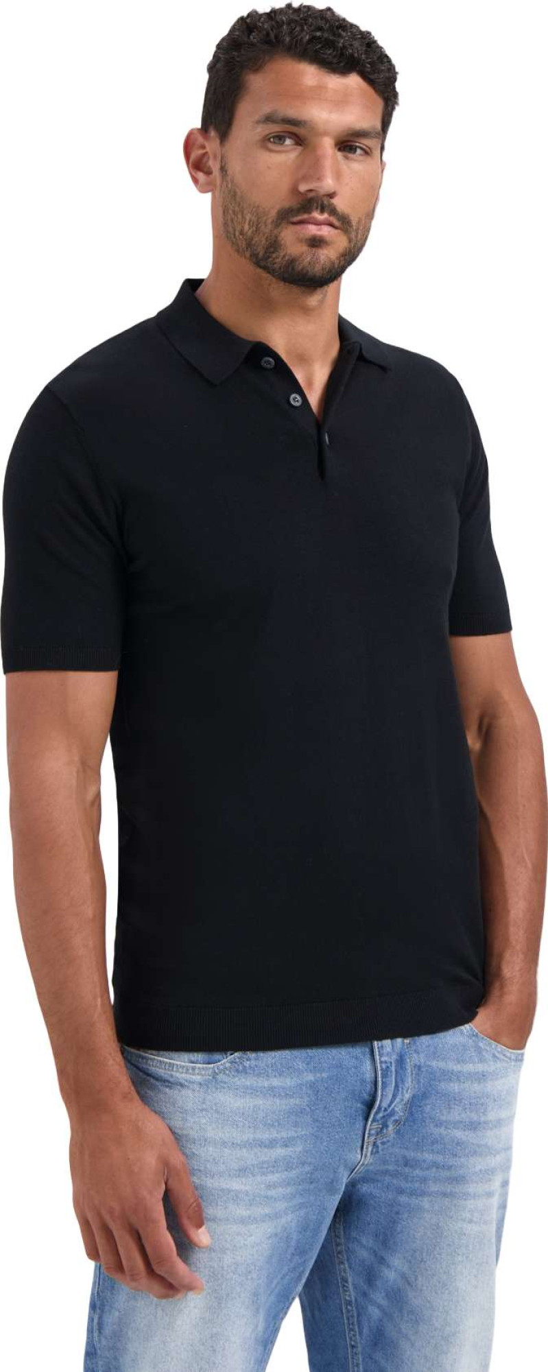 No Excess Pullover short sleeve polo solid black