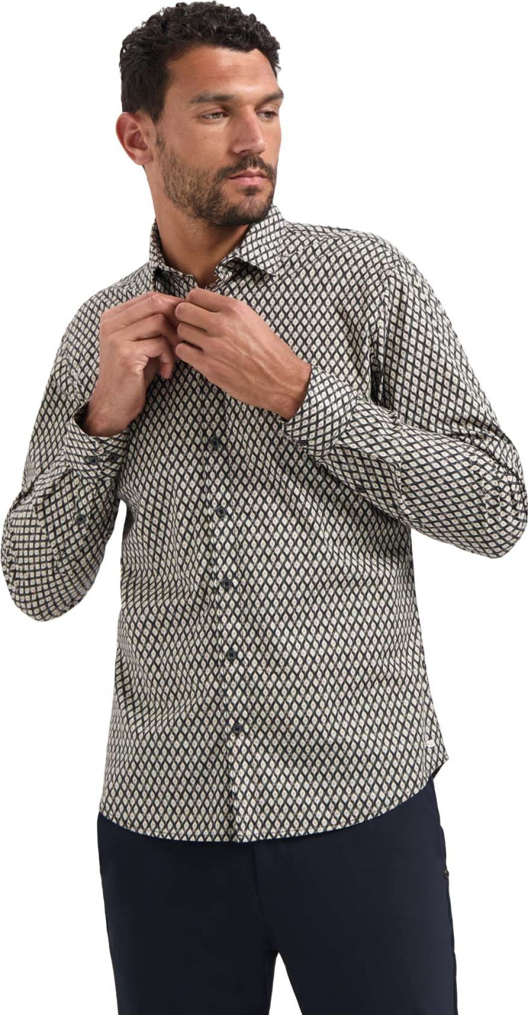 No Excess Shirt stretch allover printed black