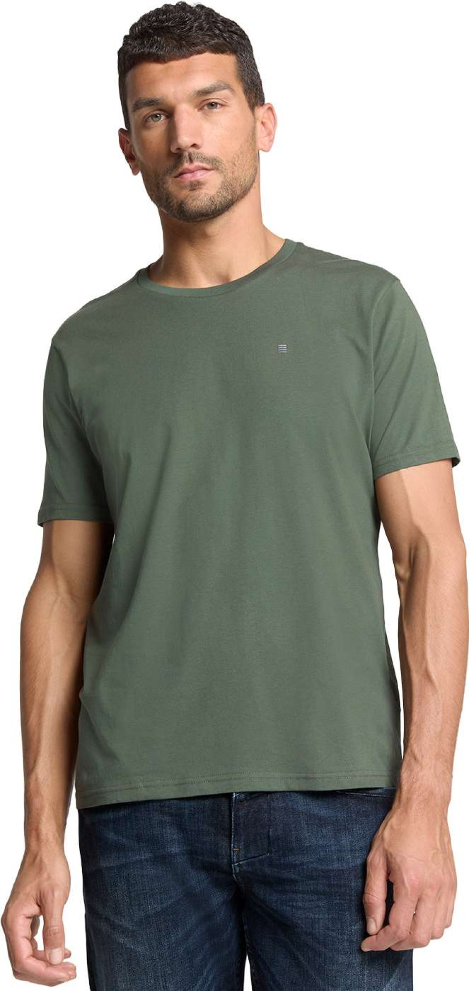 No Excess T-shirt crewneck solid basic dark green