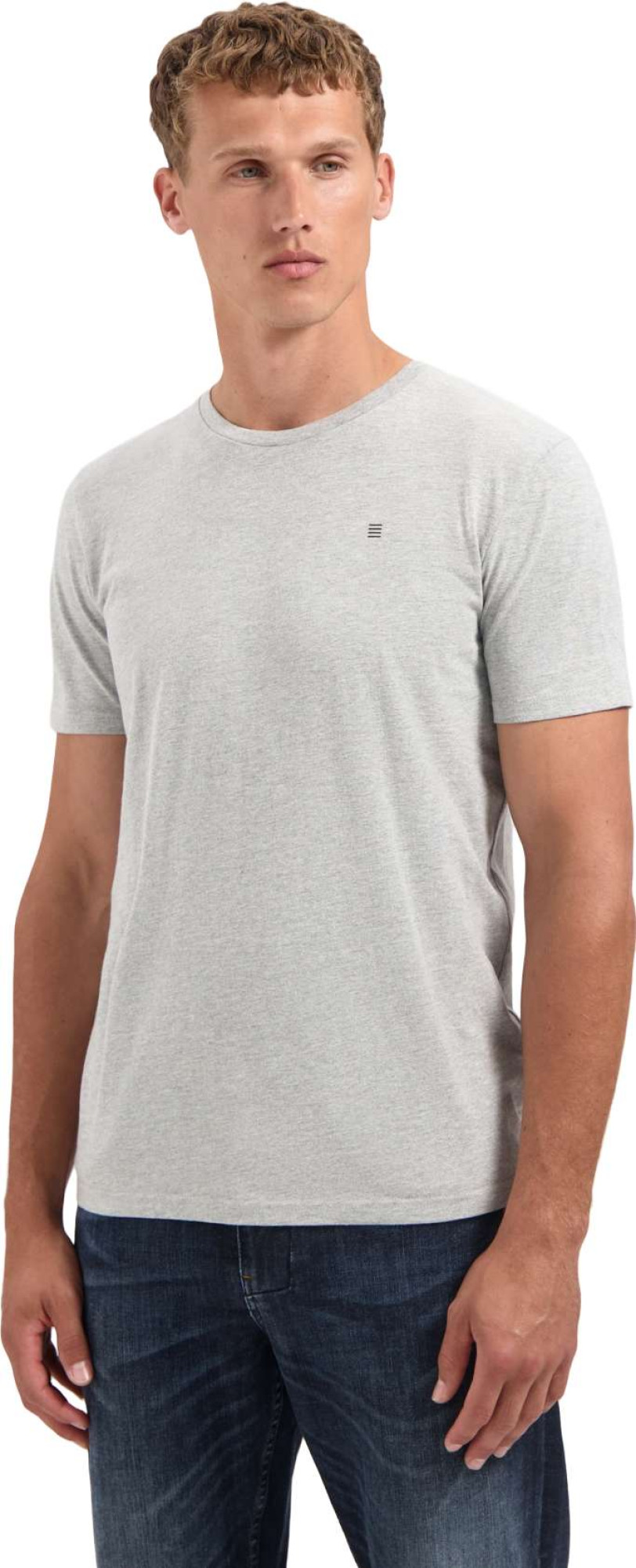 No Excess T-shirt crewneck solid basic grey melange