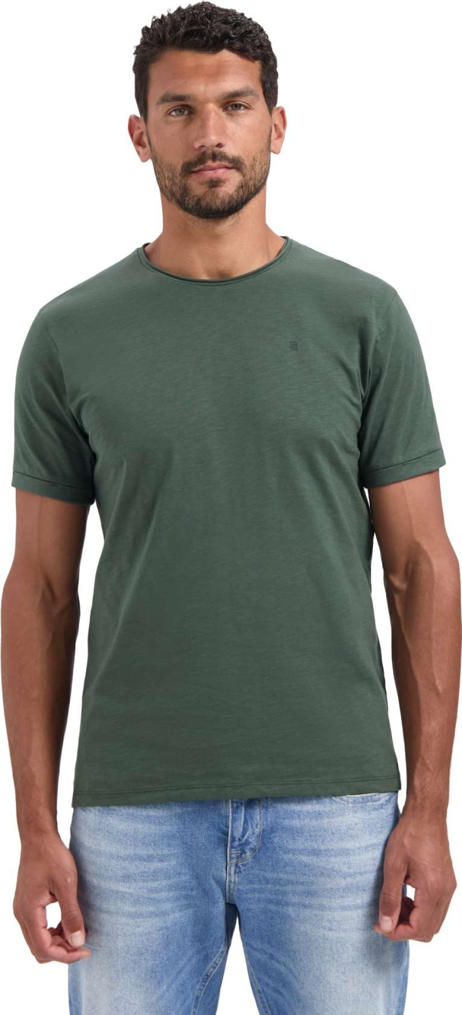 No Excess T-shirt crewneck slub dark green