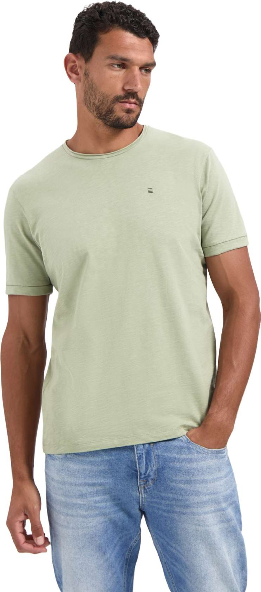 No Excess T-shirt crewneck slub light moss