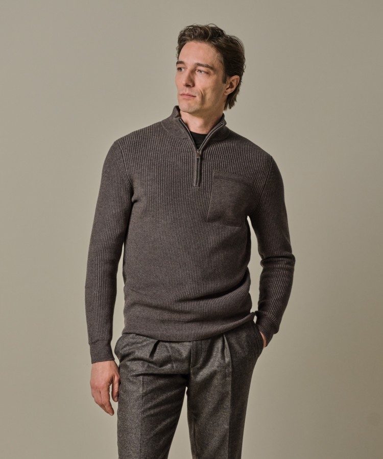 Profuomo Ppwj30047b h heren trui half zip profu