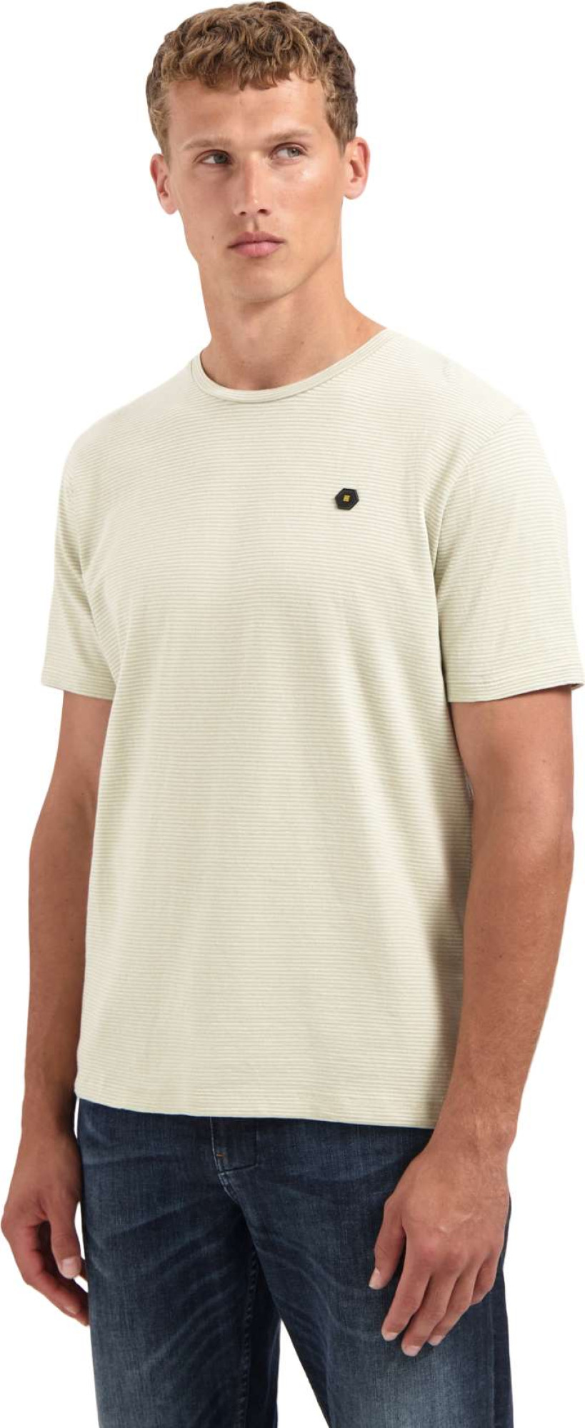 No Excess T-shirt crewneck melange jacquard s light moss