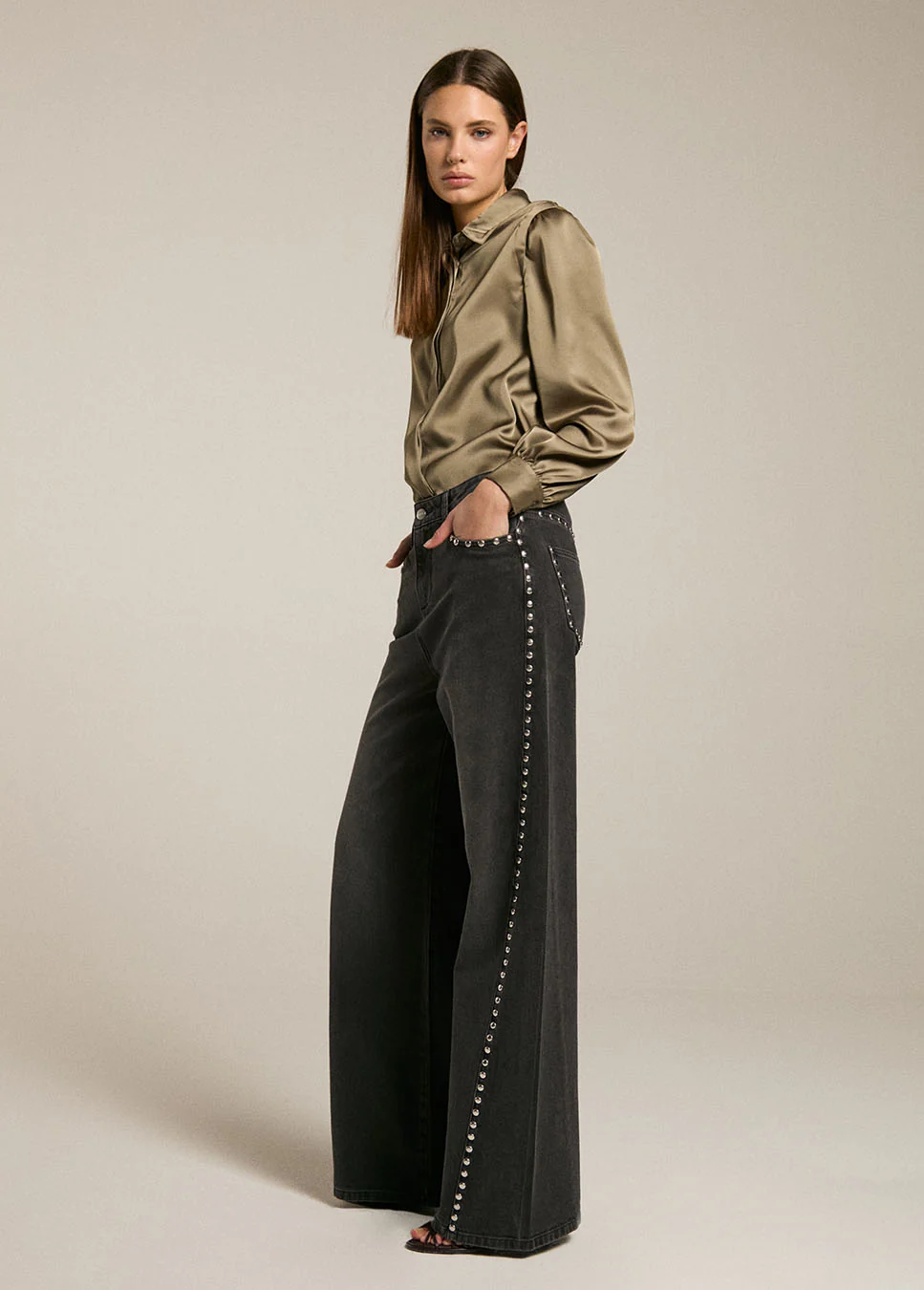 Homage to Denim Homage palazzo jeans h big studs