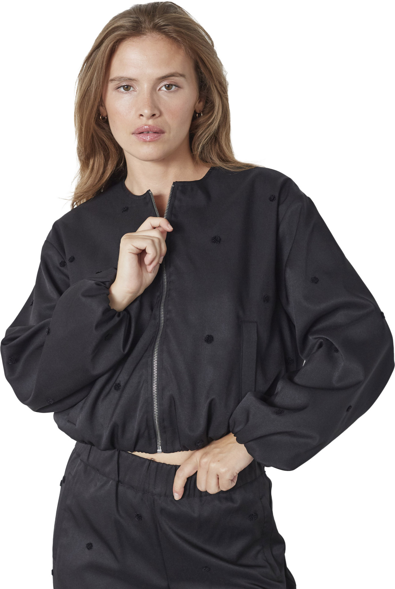 Co'Couture Clovercc dot balloon jacket black