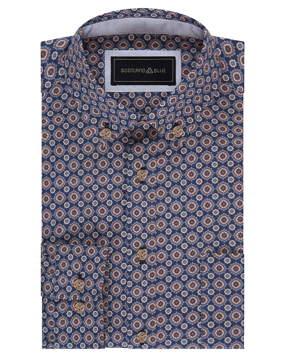 Scotland Blue Overhemd lange mouw 25307je04sb