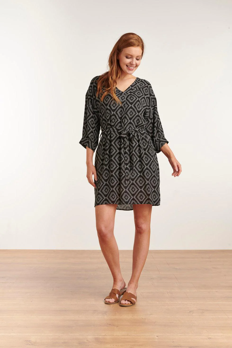 Smashed Lemon 23012 marscha jurk losvallen met driekwart mouw |