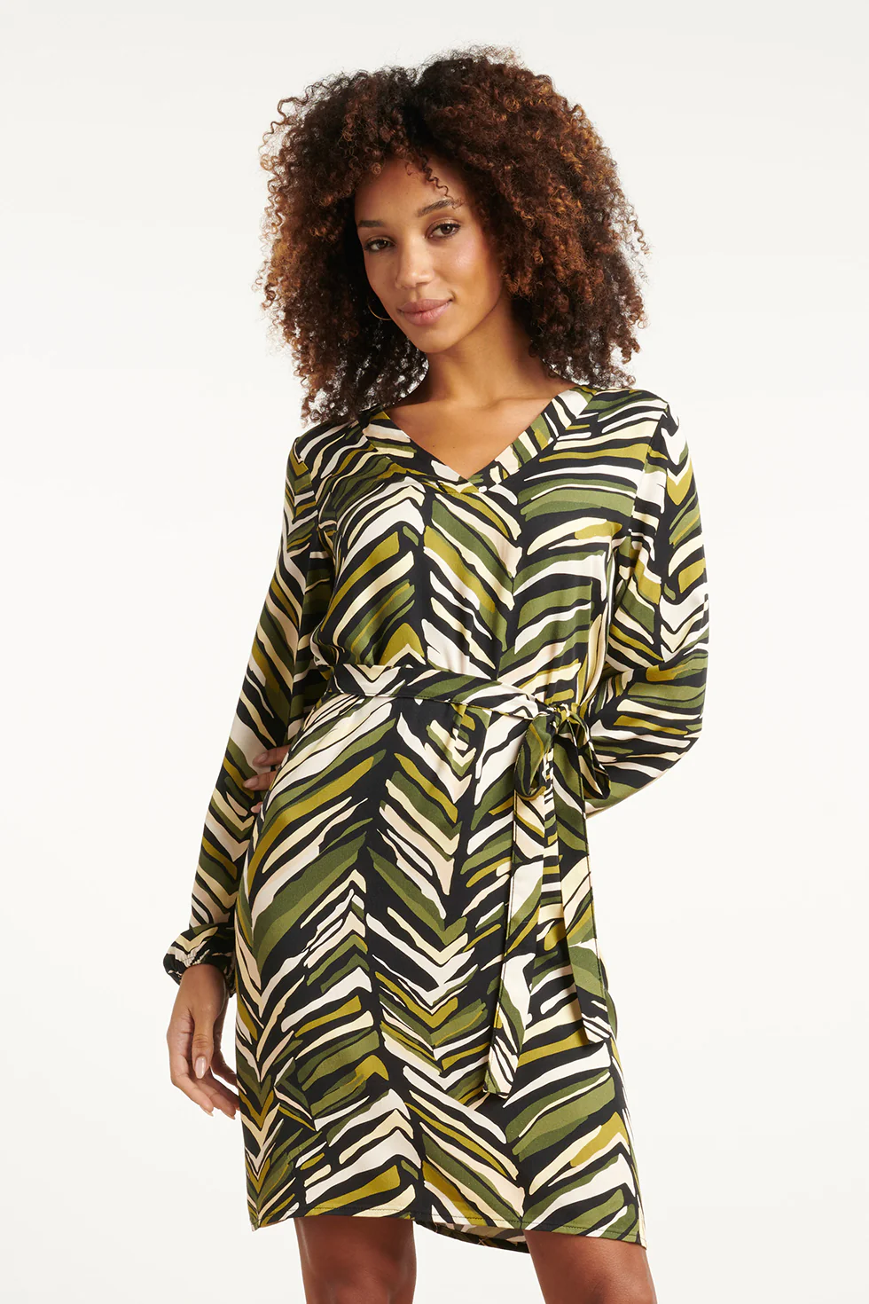 Smashed Lemon Army groen korte zig-zag print jurk |