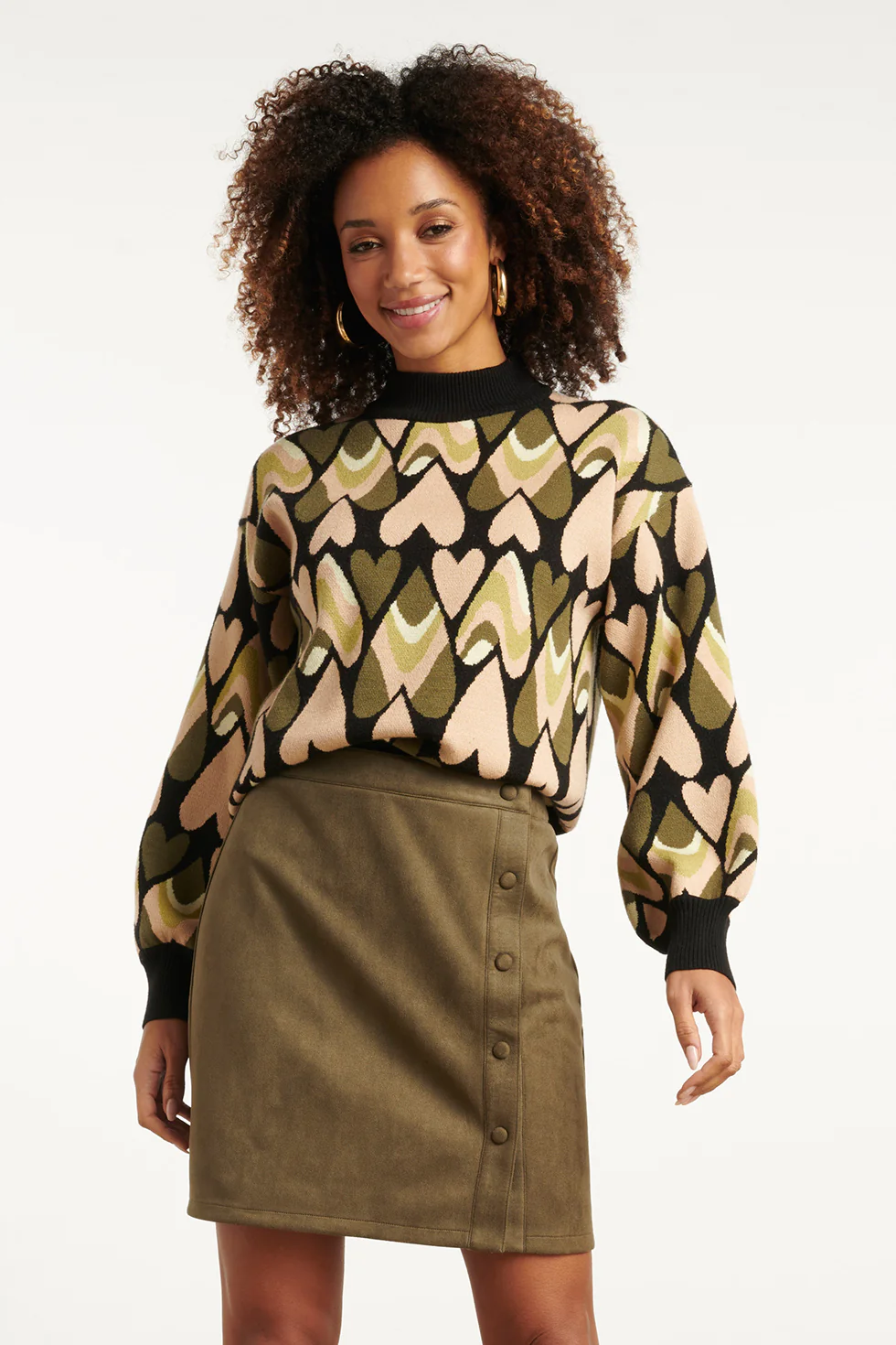 Smashed Lemon Gebreide haartjes knit top in zwart en army |