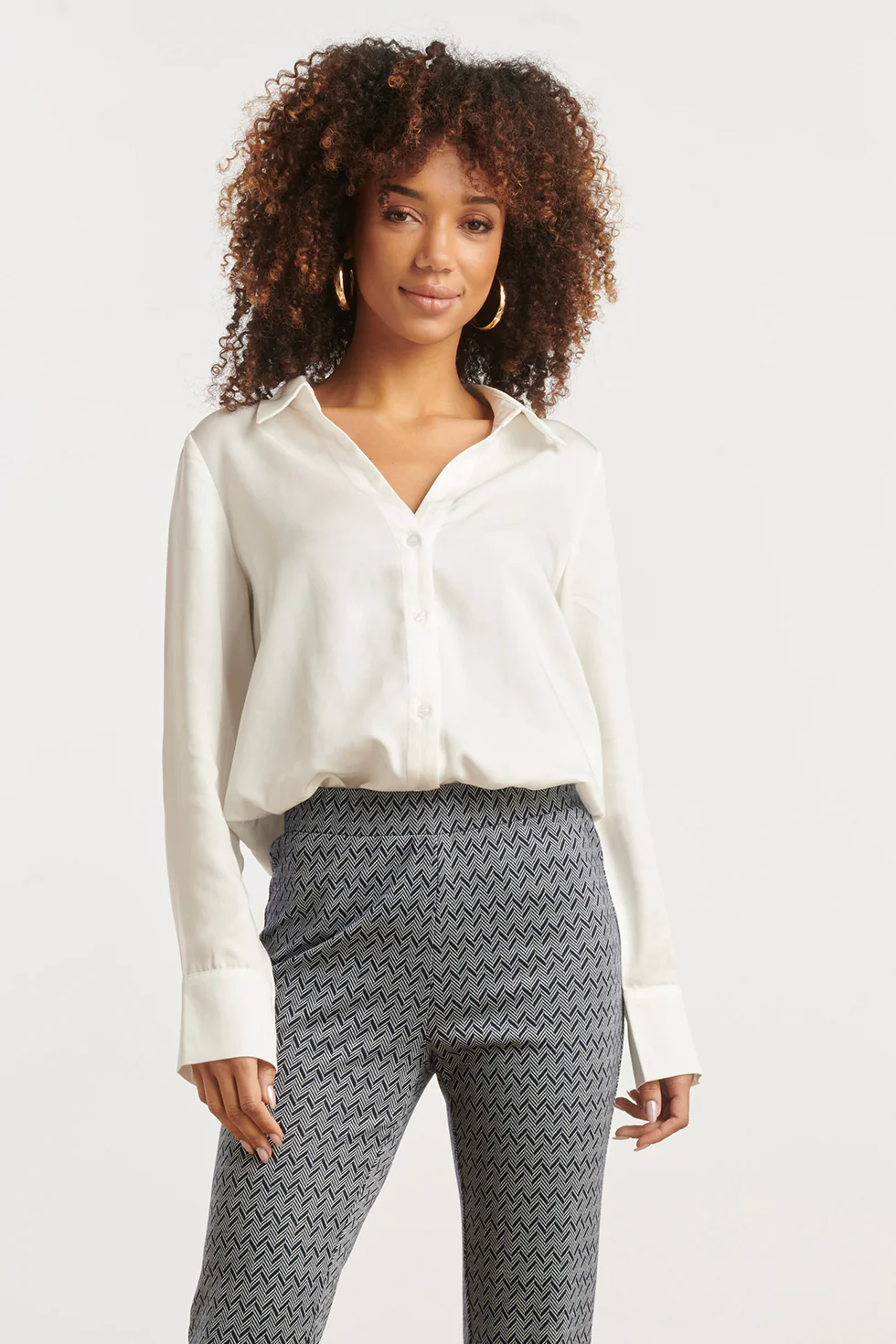 Smashed Lemon Doorknoopshirt met v hals & kraag |