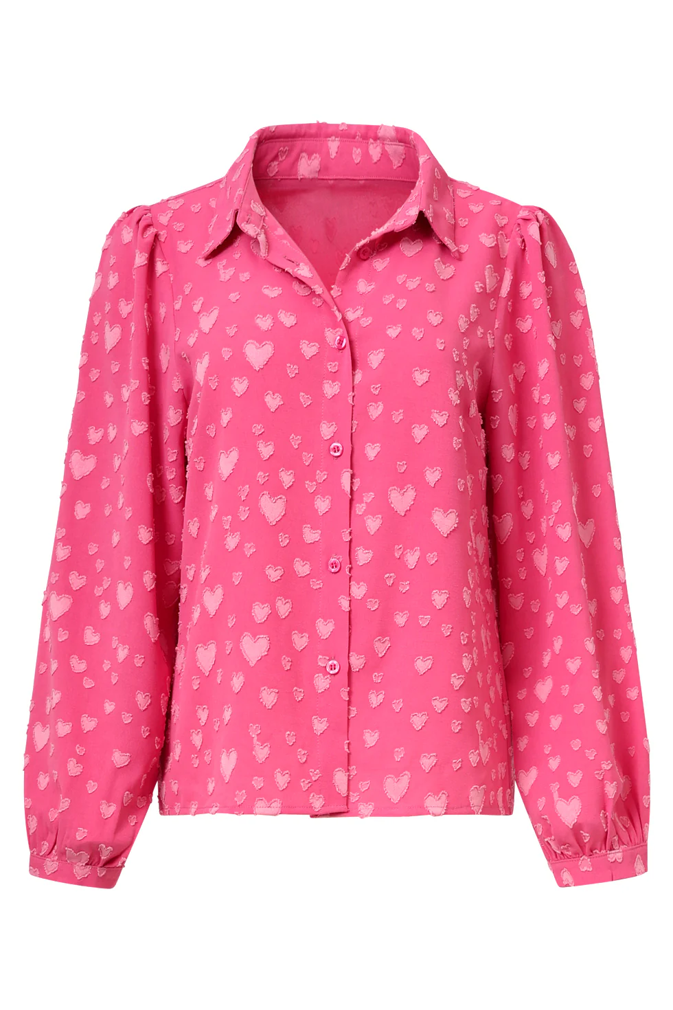 Smashed Lemon Damesblouse met hartjesmotief lange pofmouwen |