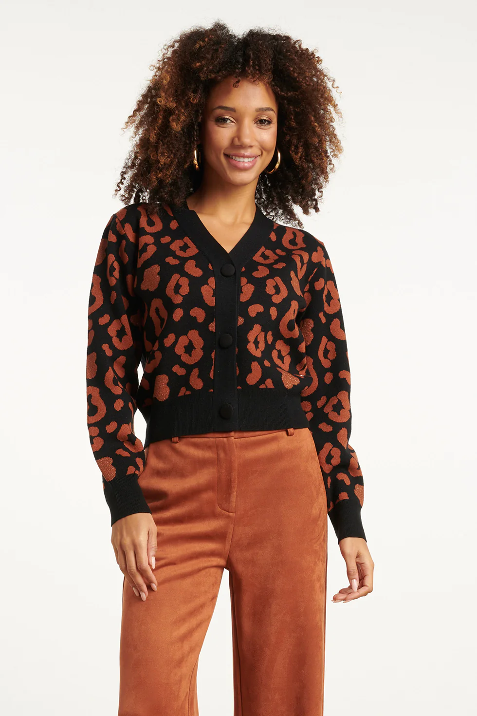 Smashed Lemon Dierenprint vest zwart en cognac |