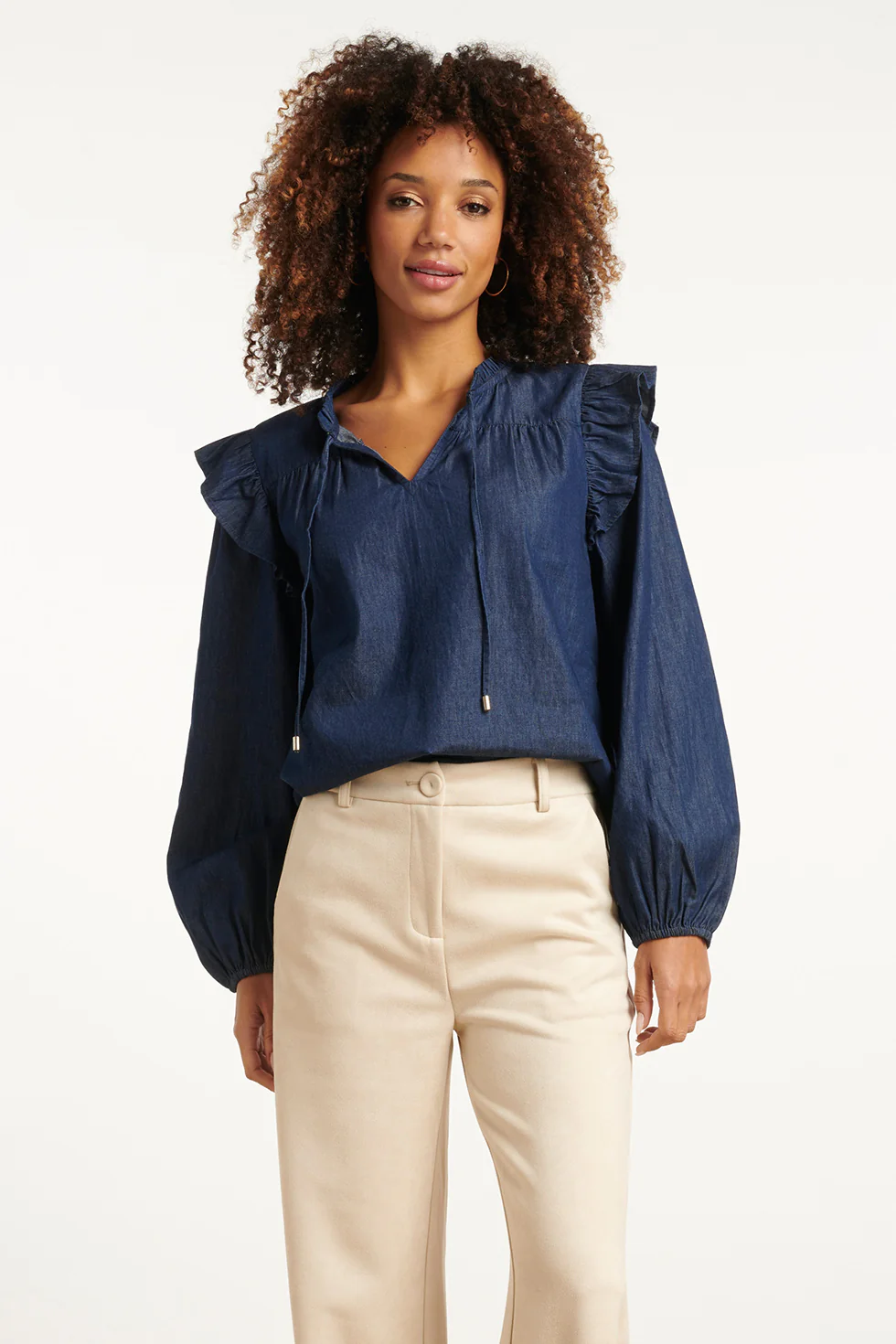 Smashed Lemon Denim top in donkerblauw |