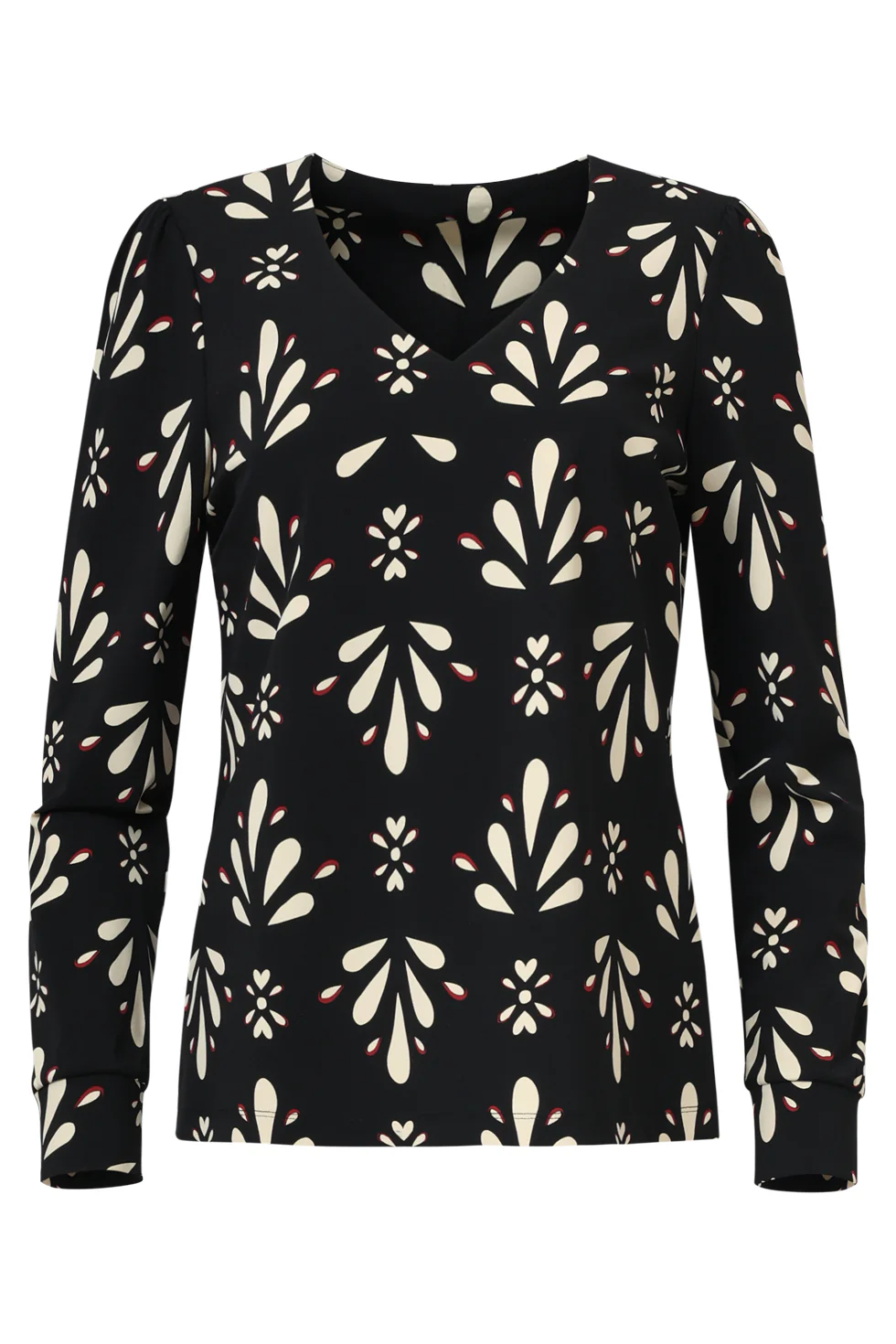 Smashed Lemon Zwart en wit getailleerde top met ornamentaal print in travelkwaliteit |