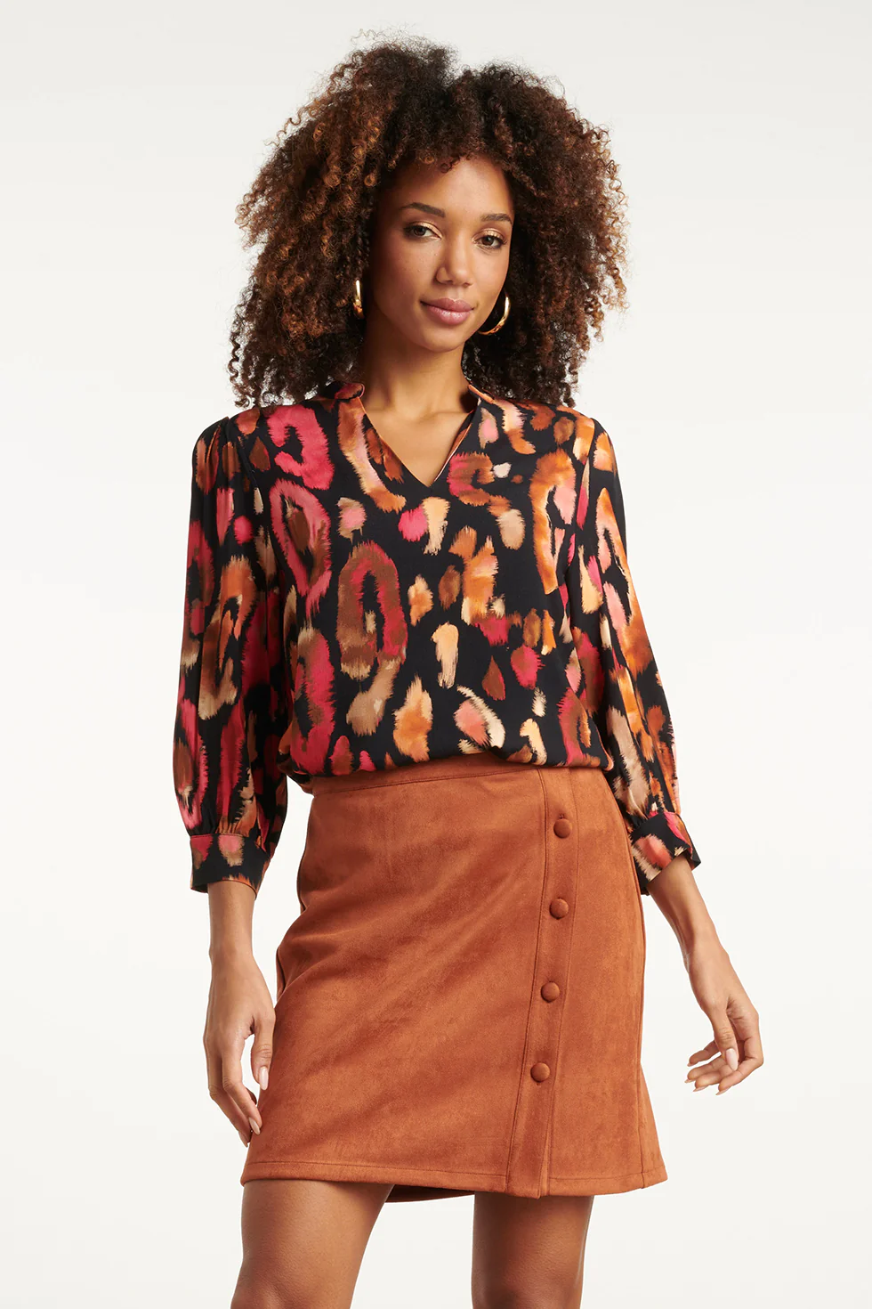 Smashed Lemon Roze en zwart dierenprint top |