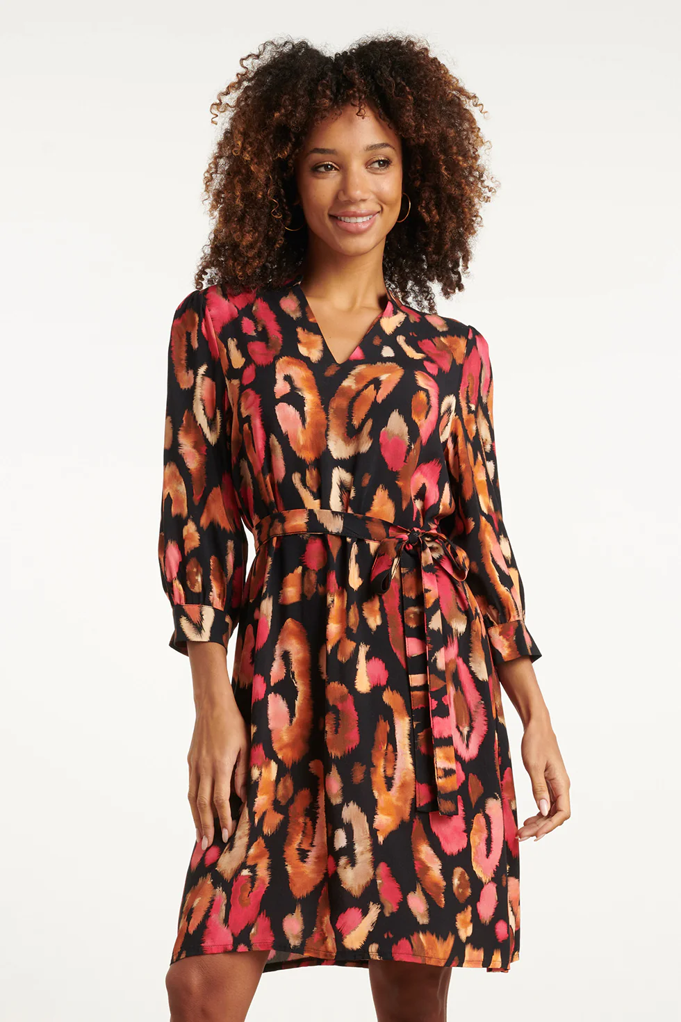 Smashed Lemon Roze en zwart dierenprint jurk |