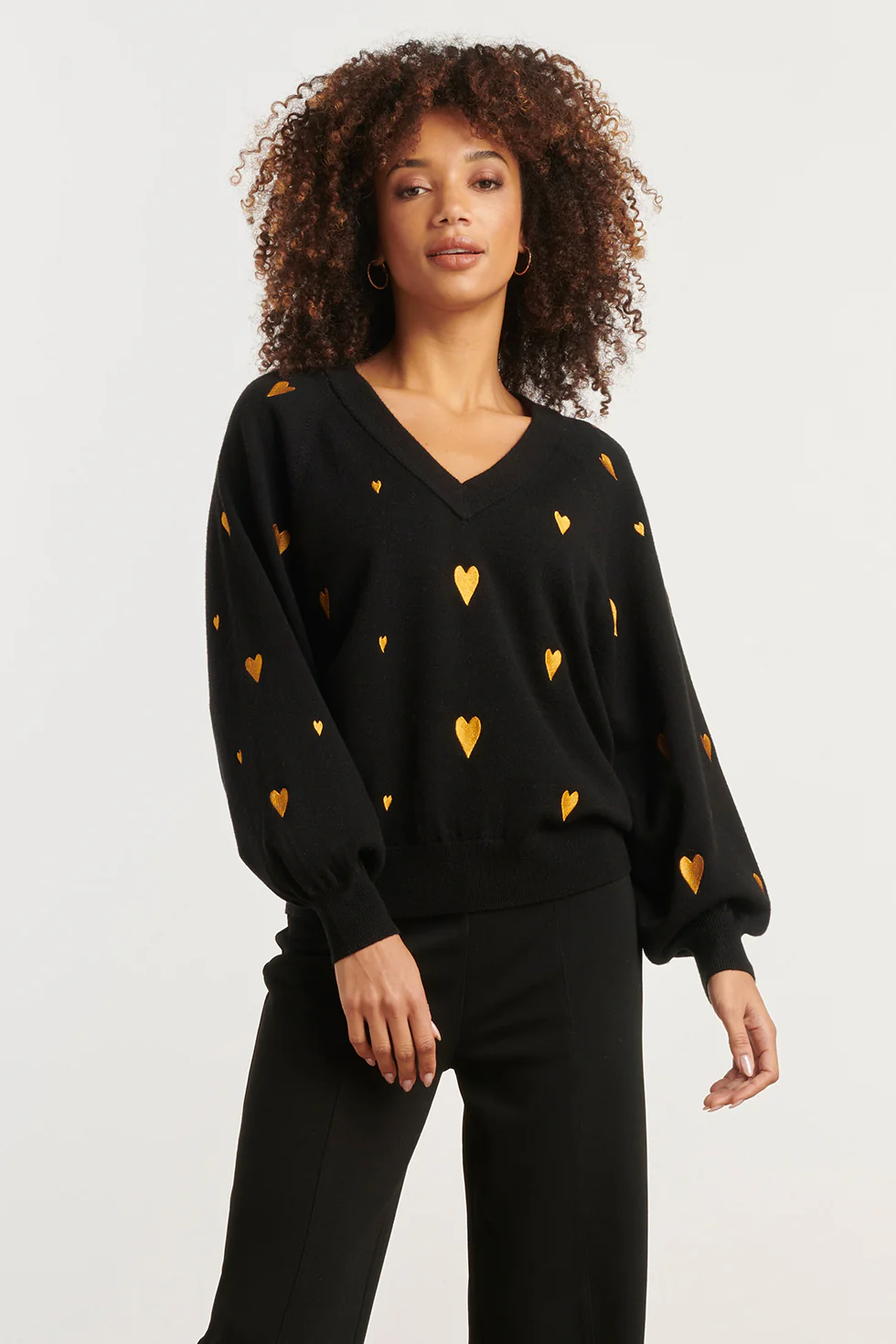 Smashed Lemon Haartjes knit top zwart met goud |