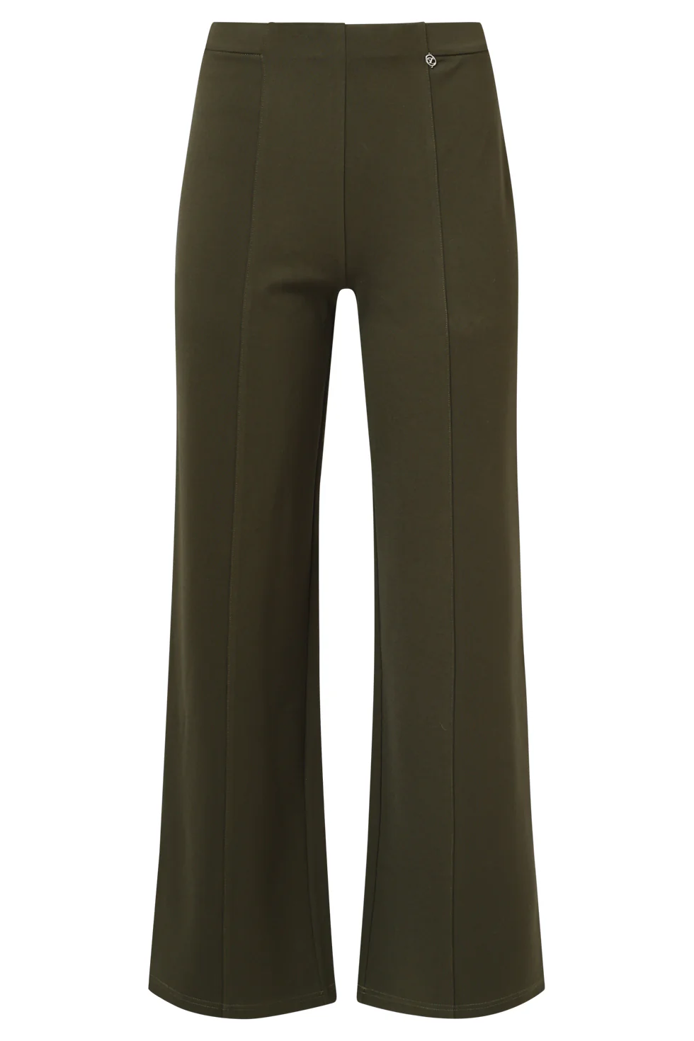 Smashed Lemon Damesstretch charcoal broek met wijde pijpen |