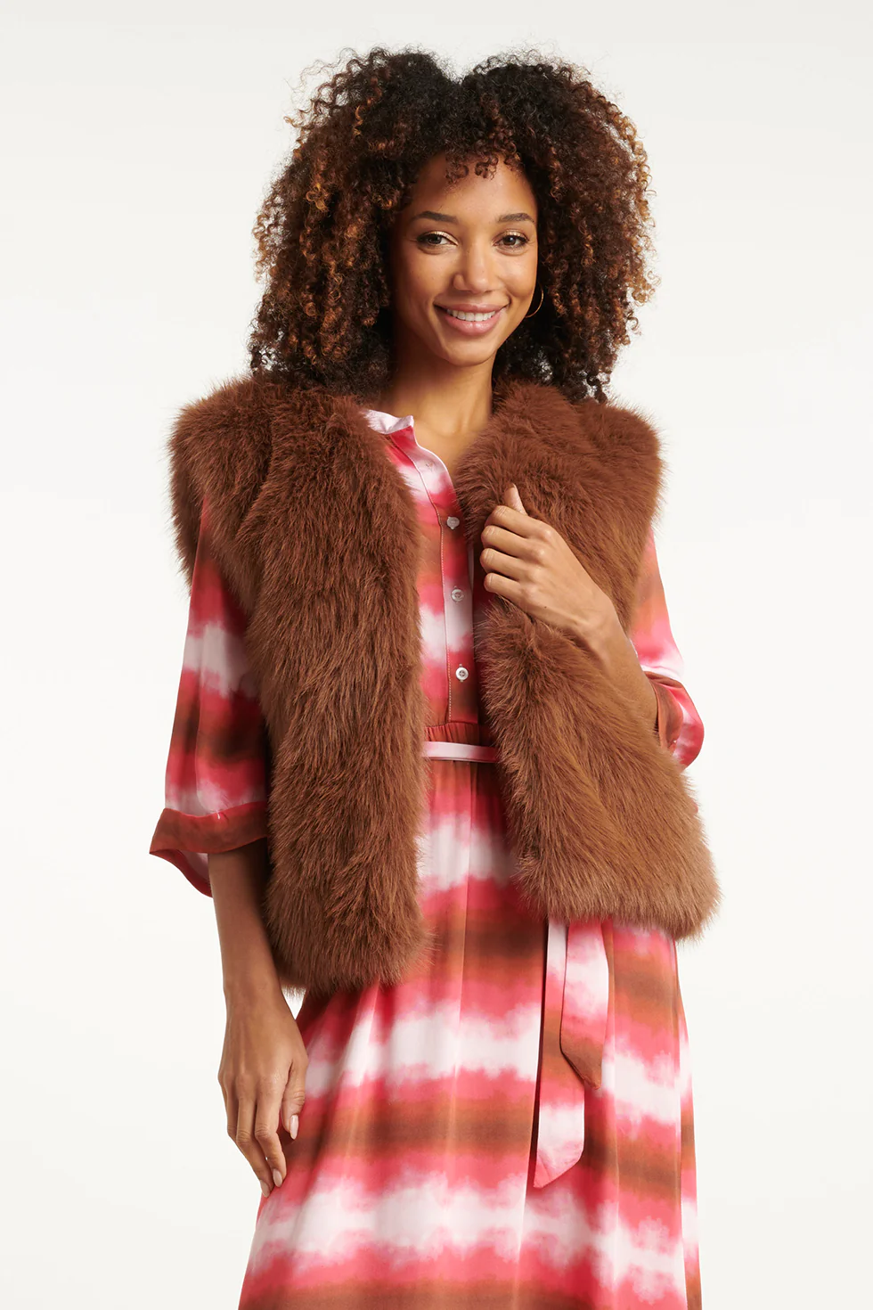 Smashed Lemon Bruin faux fur gilet |