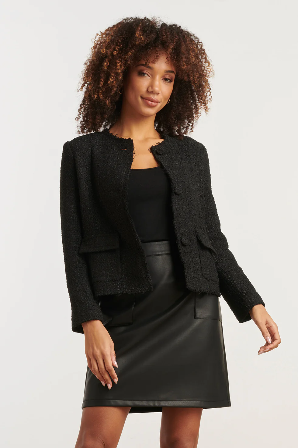 Smashed Lemon Zwart tweed jasje |