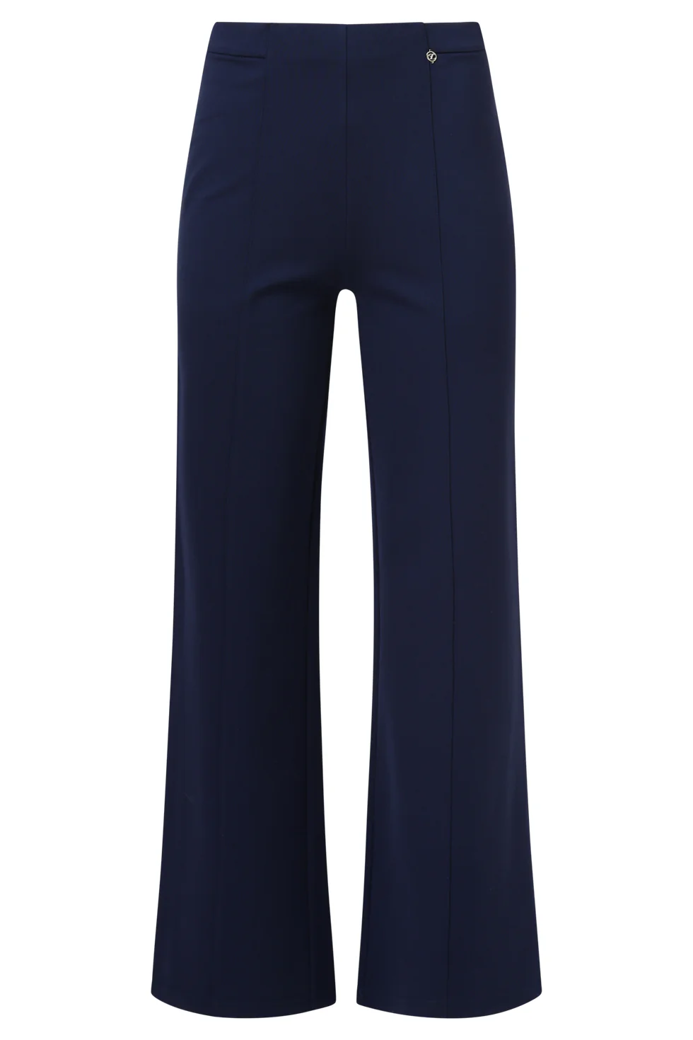 Smashed Lemon Damesstretch charcoal broek met wijde pijpen |