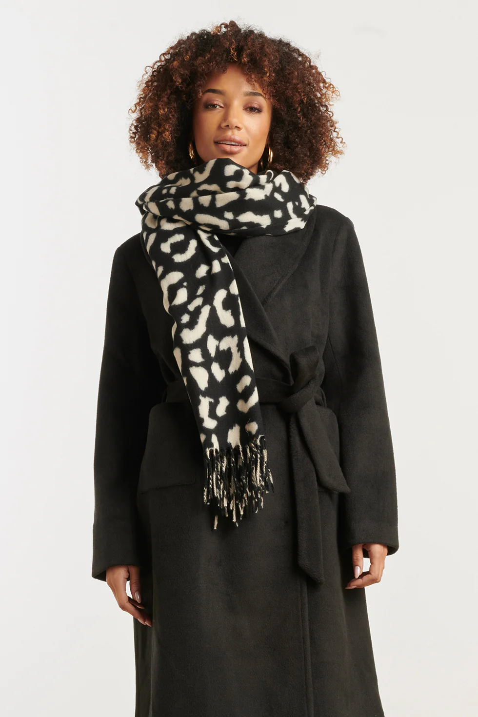 Smashed Lemon Dierenprint sjaal in offwhite en zwart |
