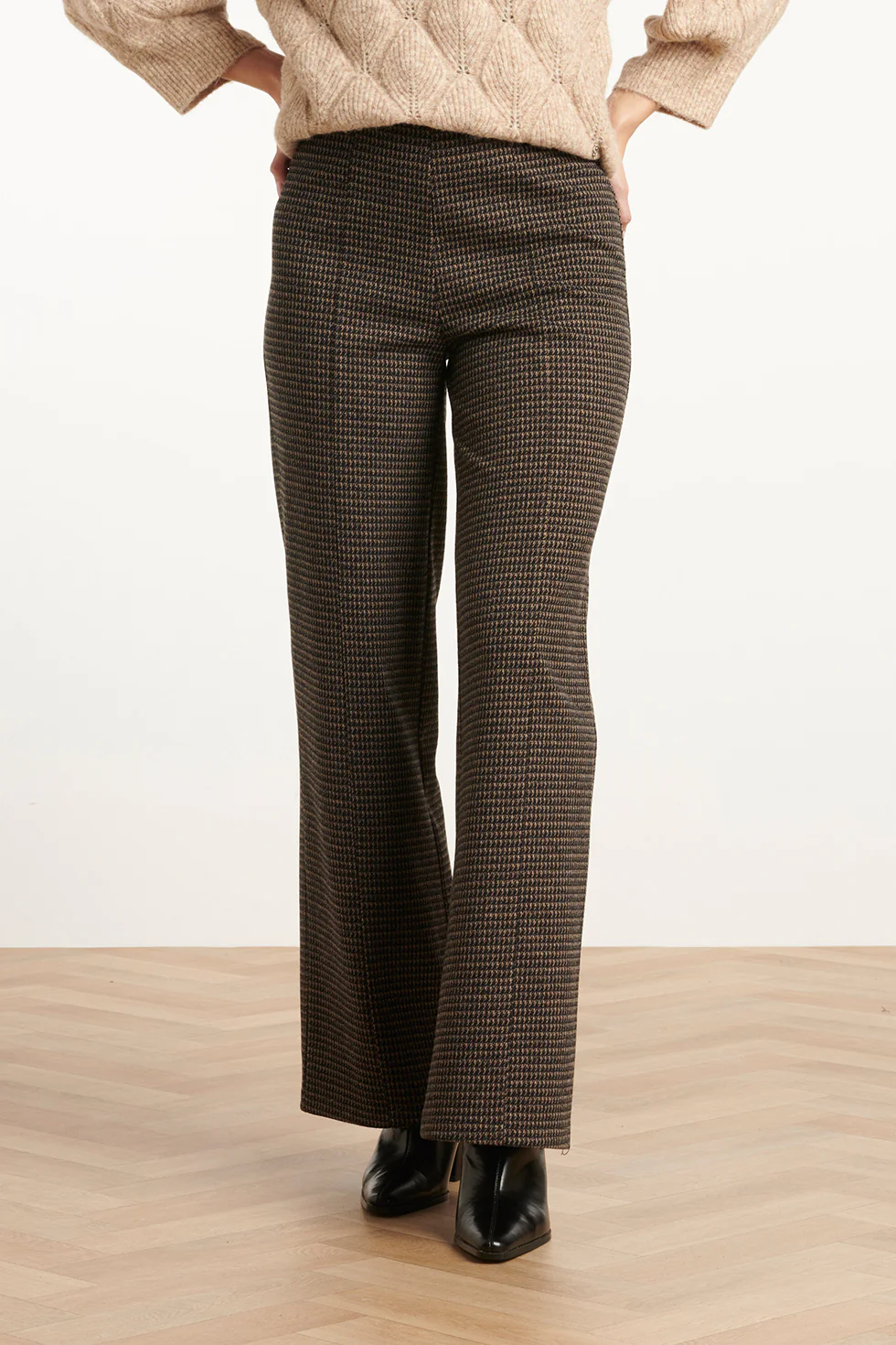 Smashed Lemon Zwart en zand houndstooth broek |