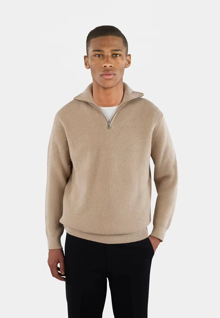 Ciszere Reuben knitted half zip-40053-054-03- sand
