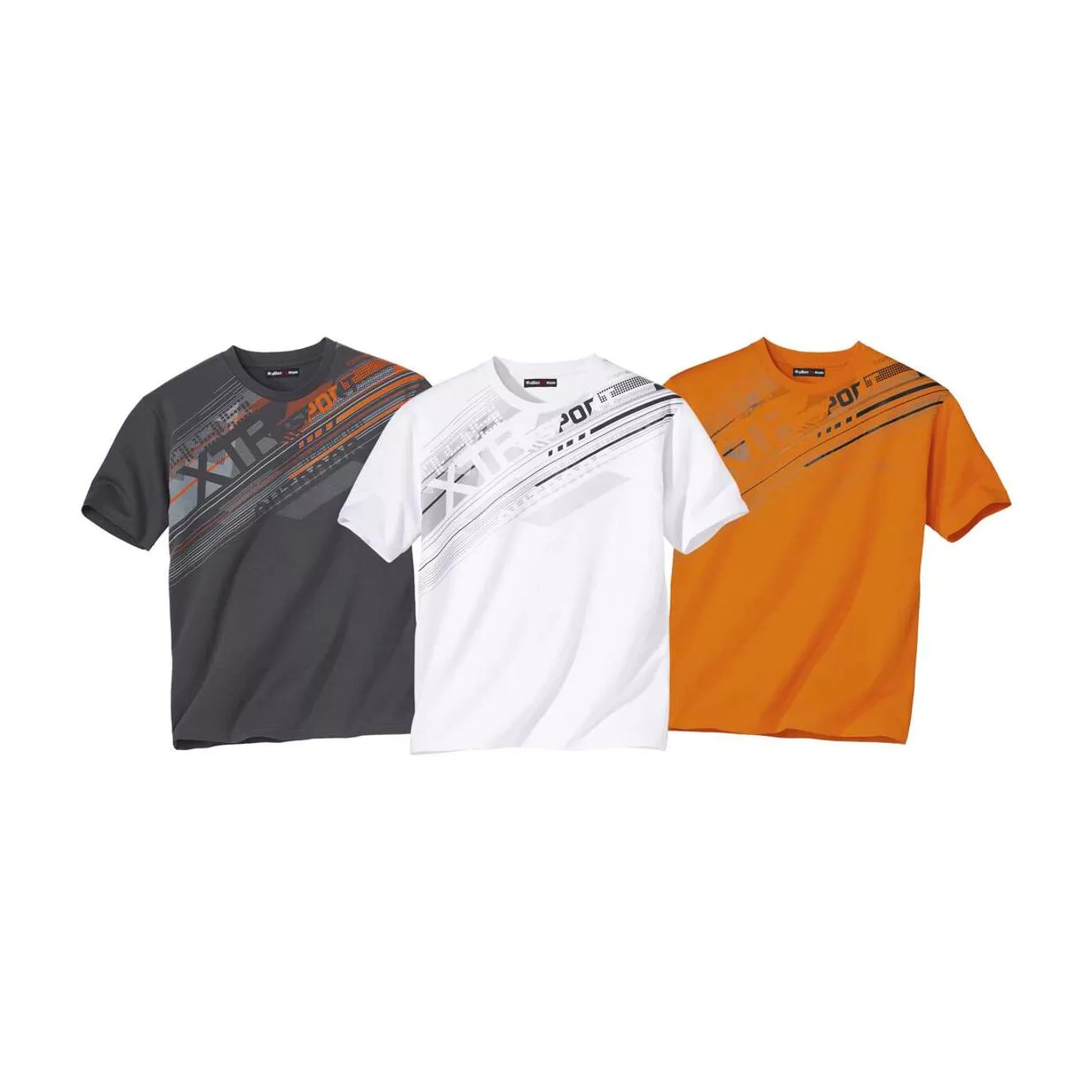 Atlas For Men Heren sport t-shirt met grafische print (pak van 3)