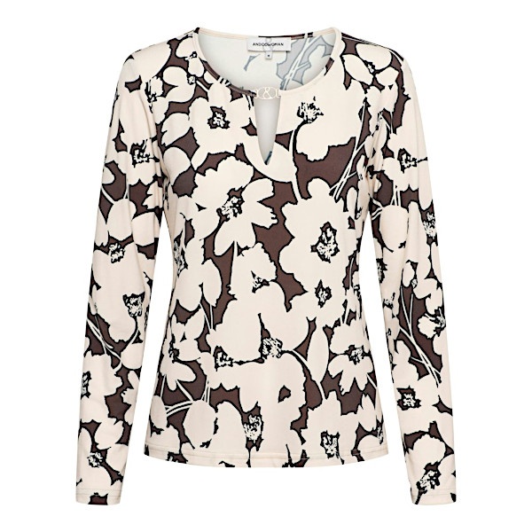 &Co Woman &co women top vigo big flower chocolate multi