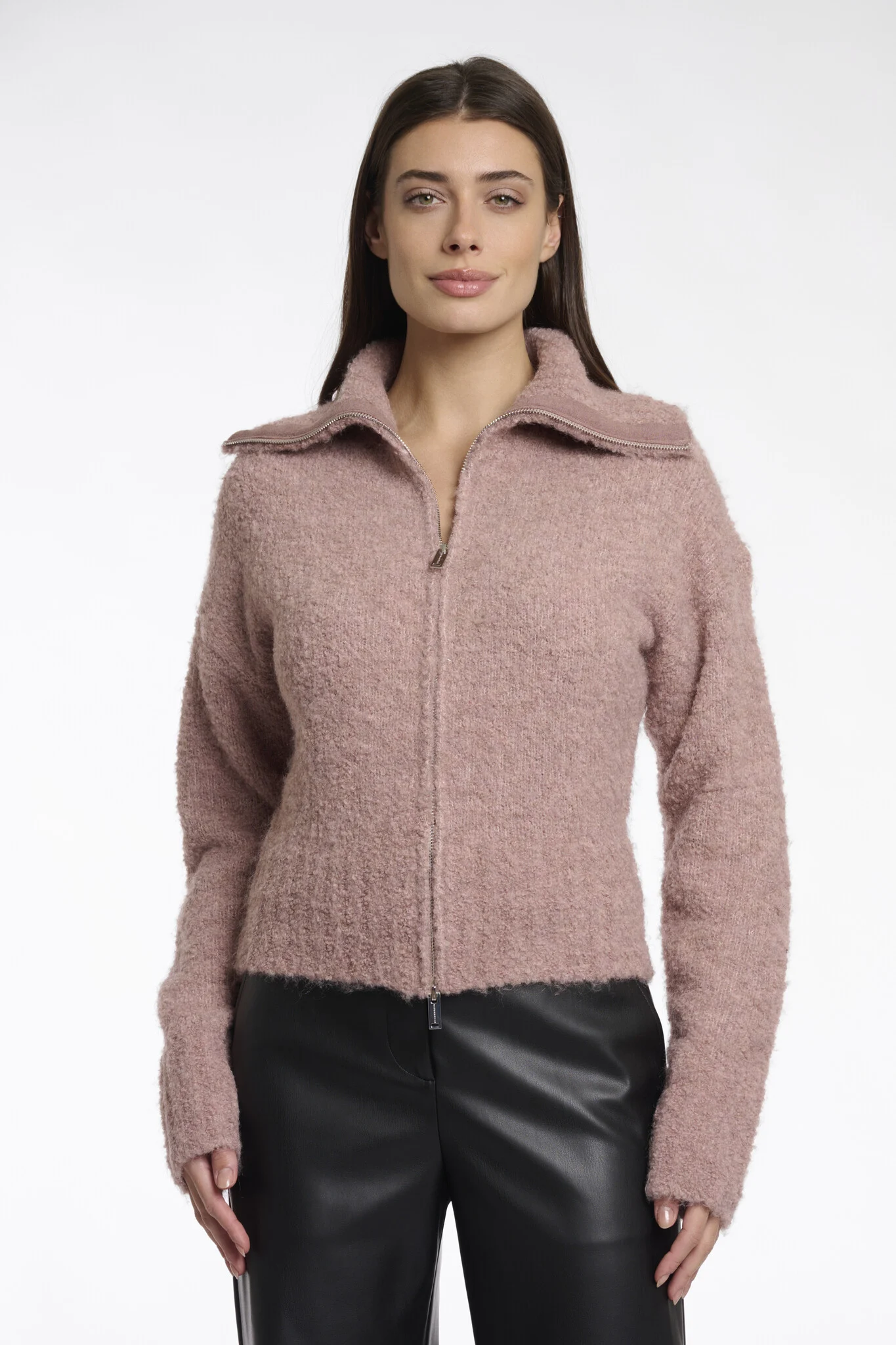 Rino & Pelle Boi.5002512 rino en pelle cardigan with zipper closure old pink