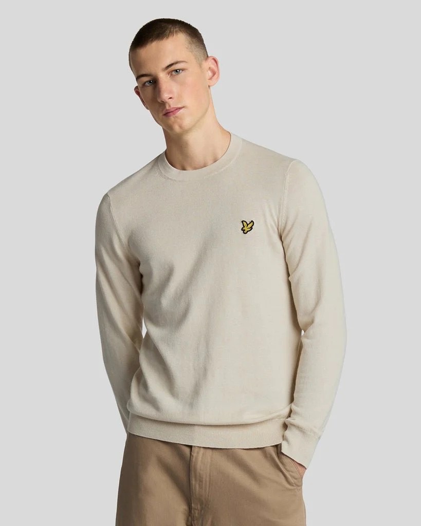 Lyle and Scott Cotton merino crewneck zand