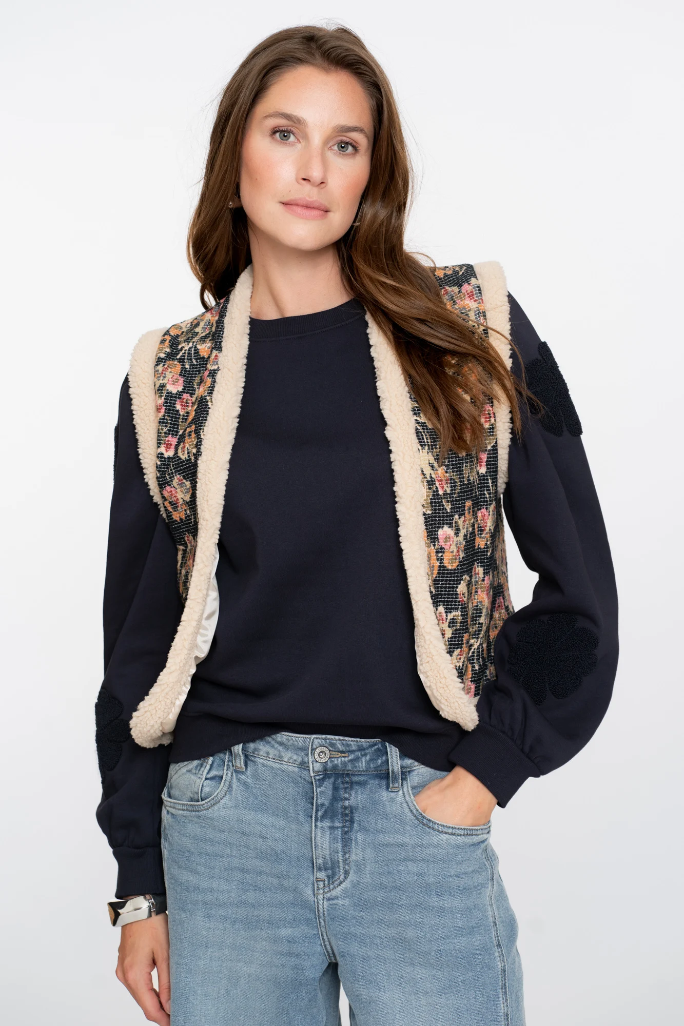 Geisha 55717-20 999 gilet print black/olive/pink