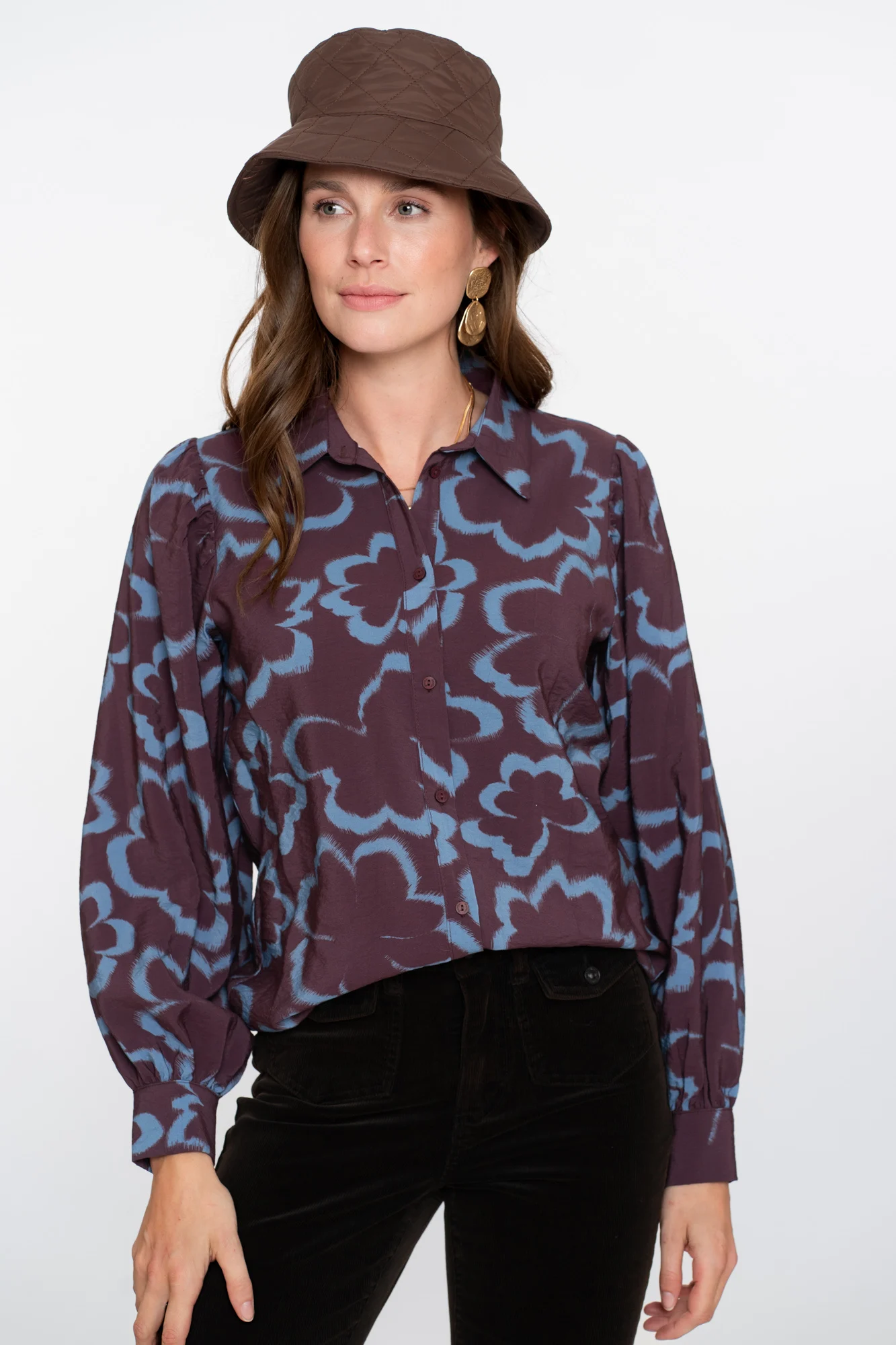 Geisha 53757-20 625 blouse print blue/burgundy