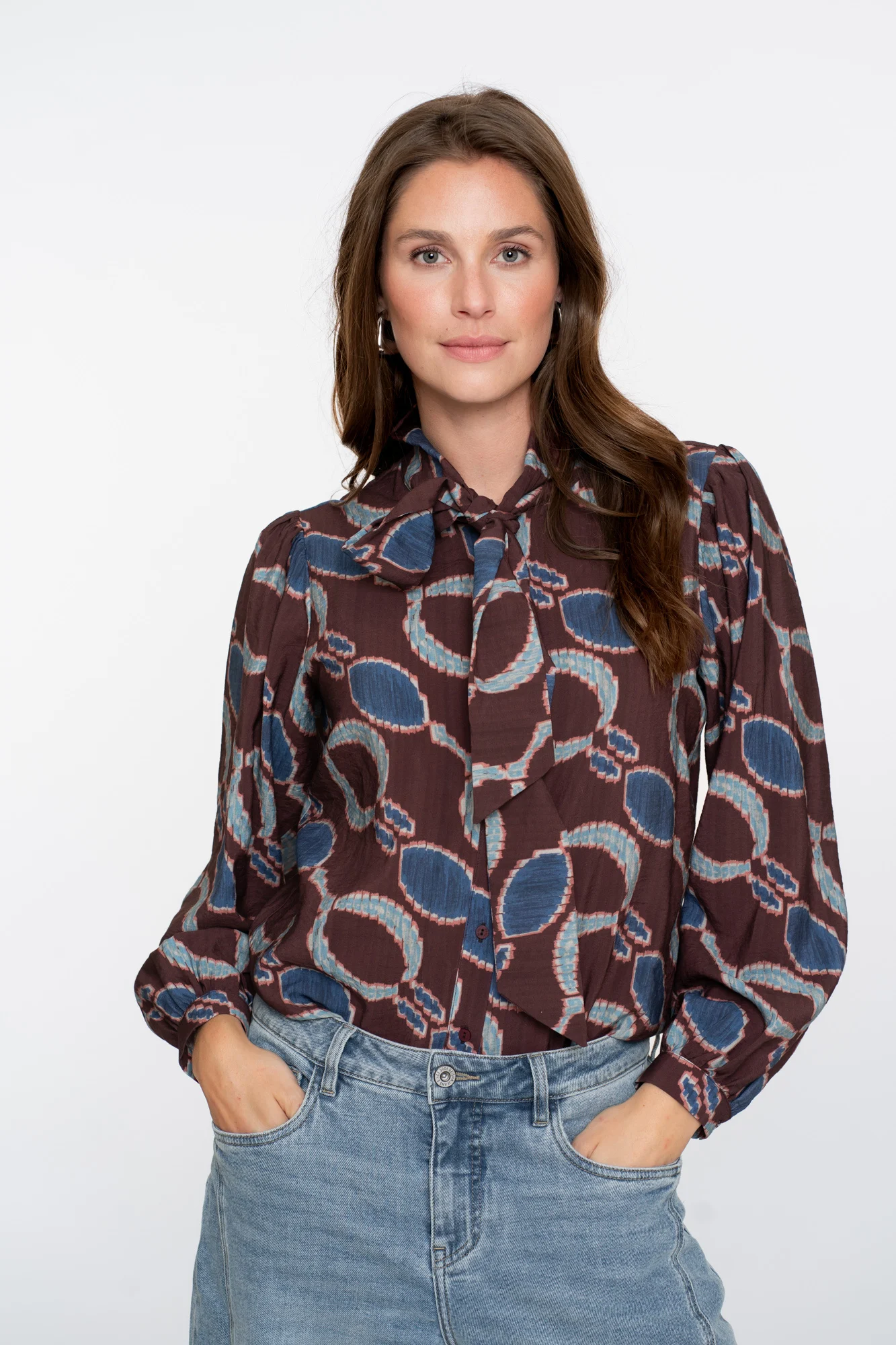 Geisha 53618-20 470 blouse print bordeaux/blue