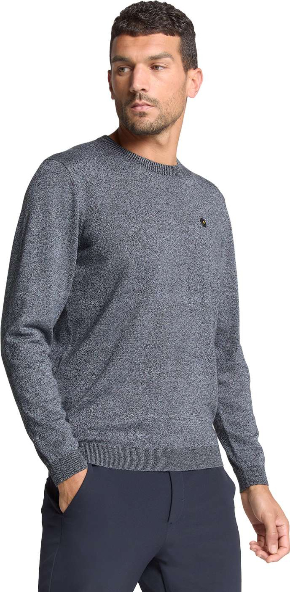 No Excess Pullover crewneck 2 coloured melang dusty blue